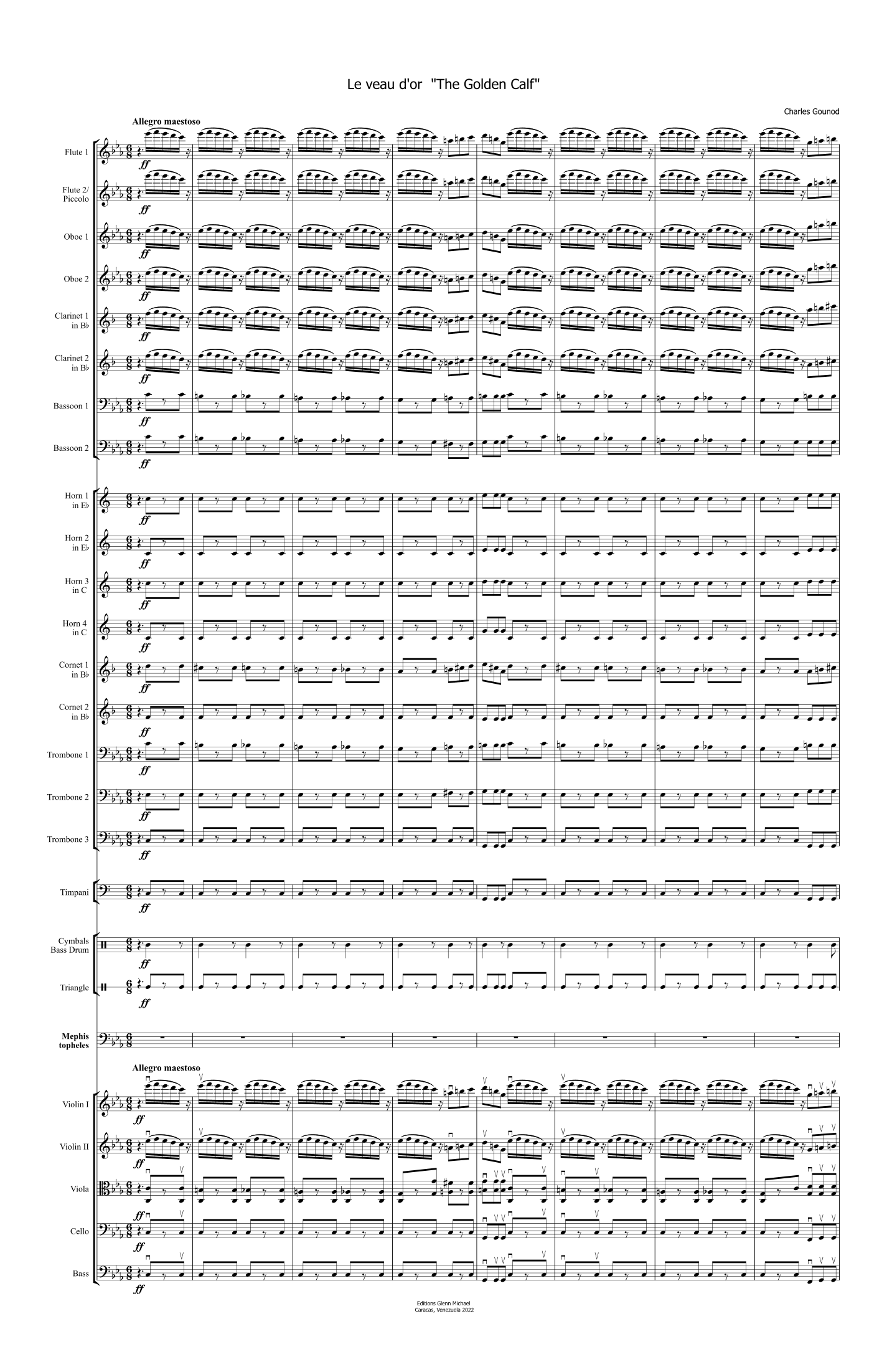 Le veau d' Or "The Golden Calf" (arr. Editions Glenn Michael) by Charles Gounod 管弦乐团 - 预览