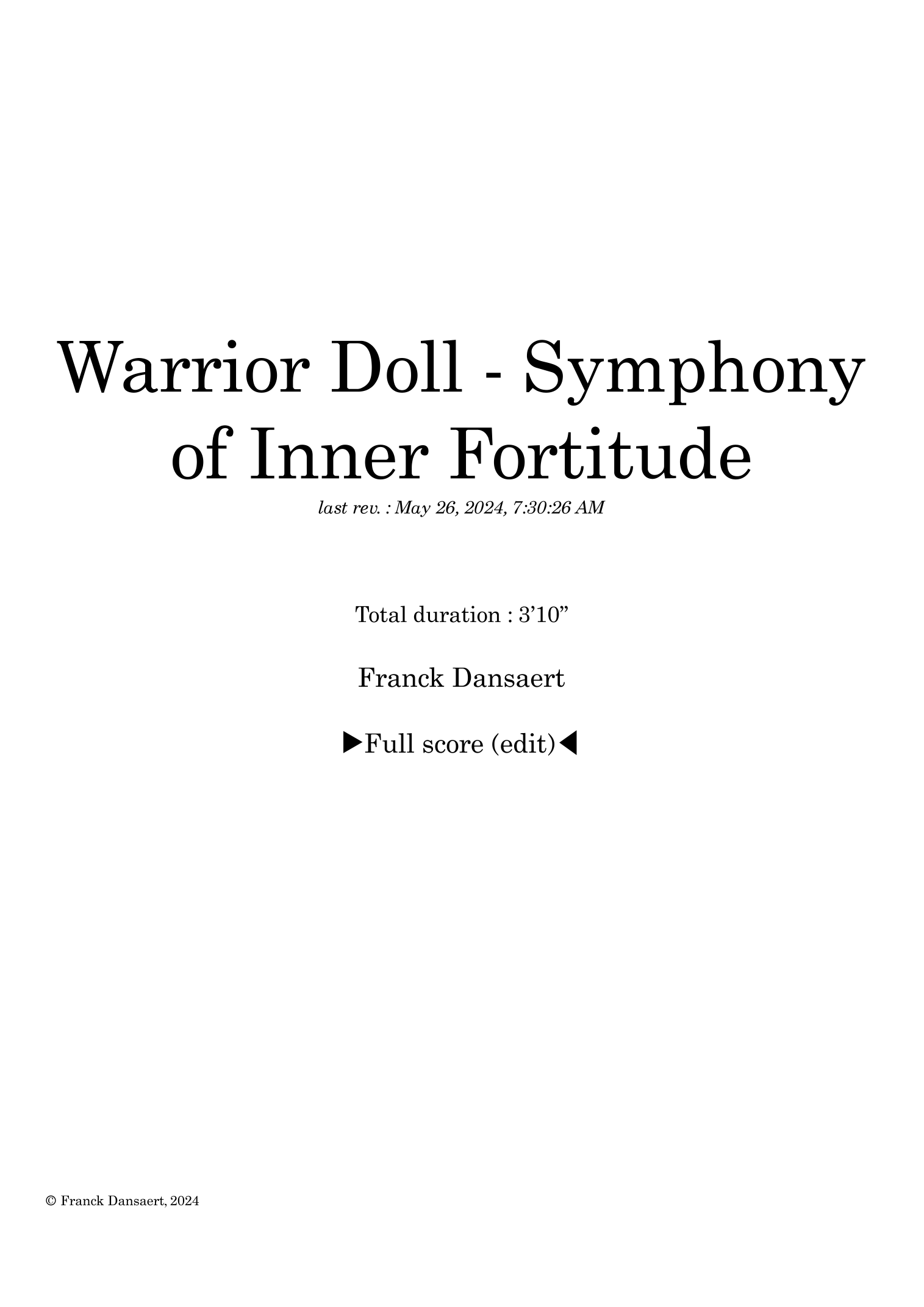 Warrior Doll - Score Only by Franck Dansaert Full Orchestra