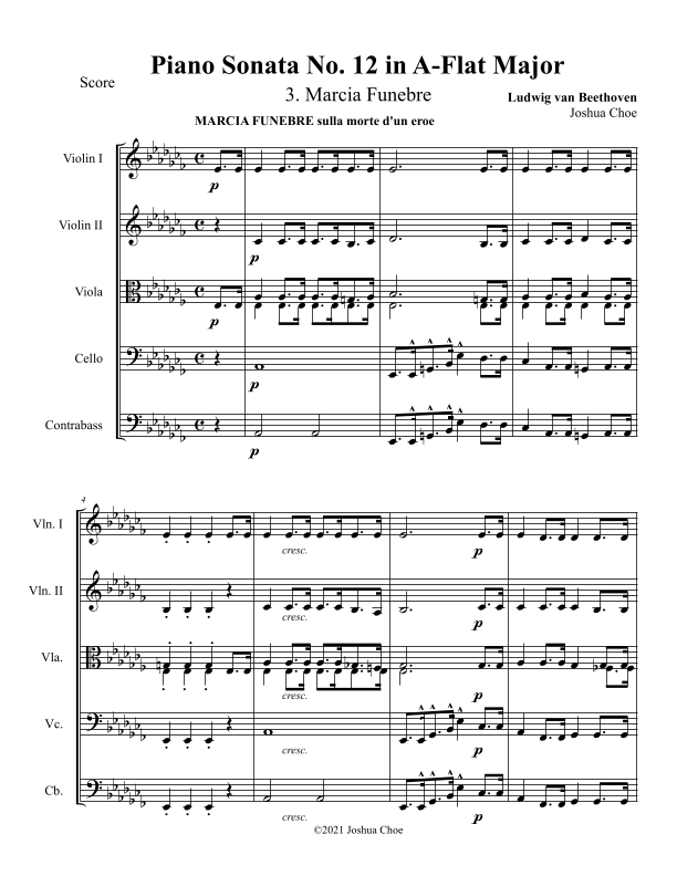 Funeral March Sheet Music Ludwig van Beethoven Orchestra