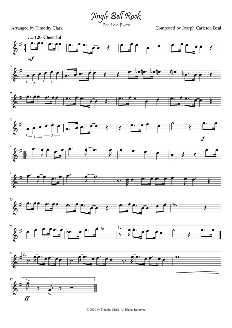 Jingle Bell Rock Sheet Music John Mcintyre Vallins Flute Solo