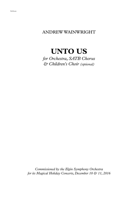Unto Us (arr. Andrew Wainwright) by Traditional 管弦乐团 - 预览