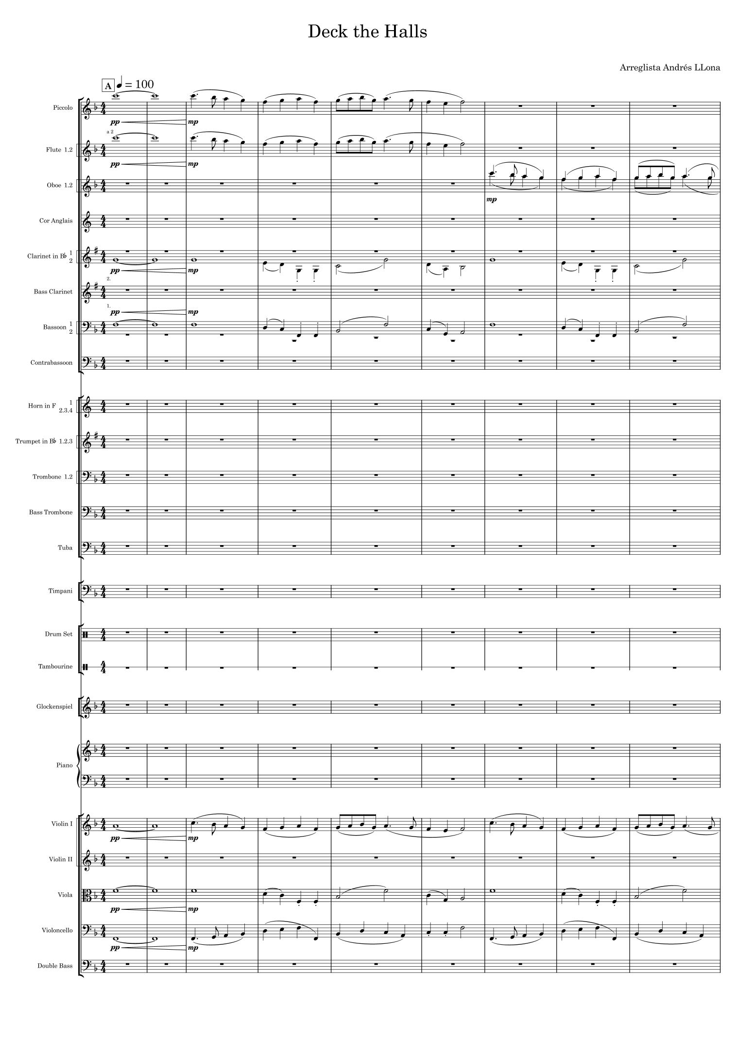 Deck the Halls (arr. Andrés LLona) by Thomas Oliphant Full Orchestra