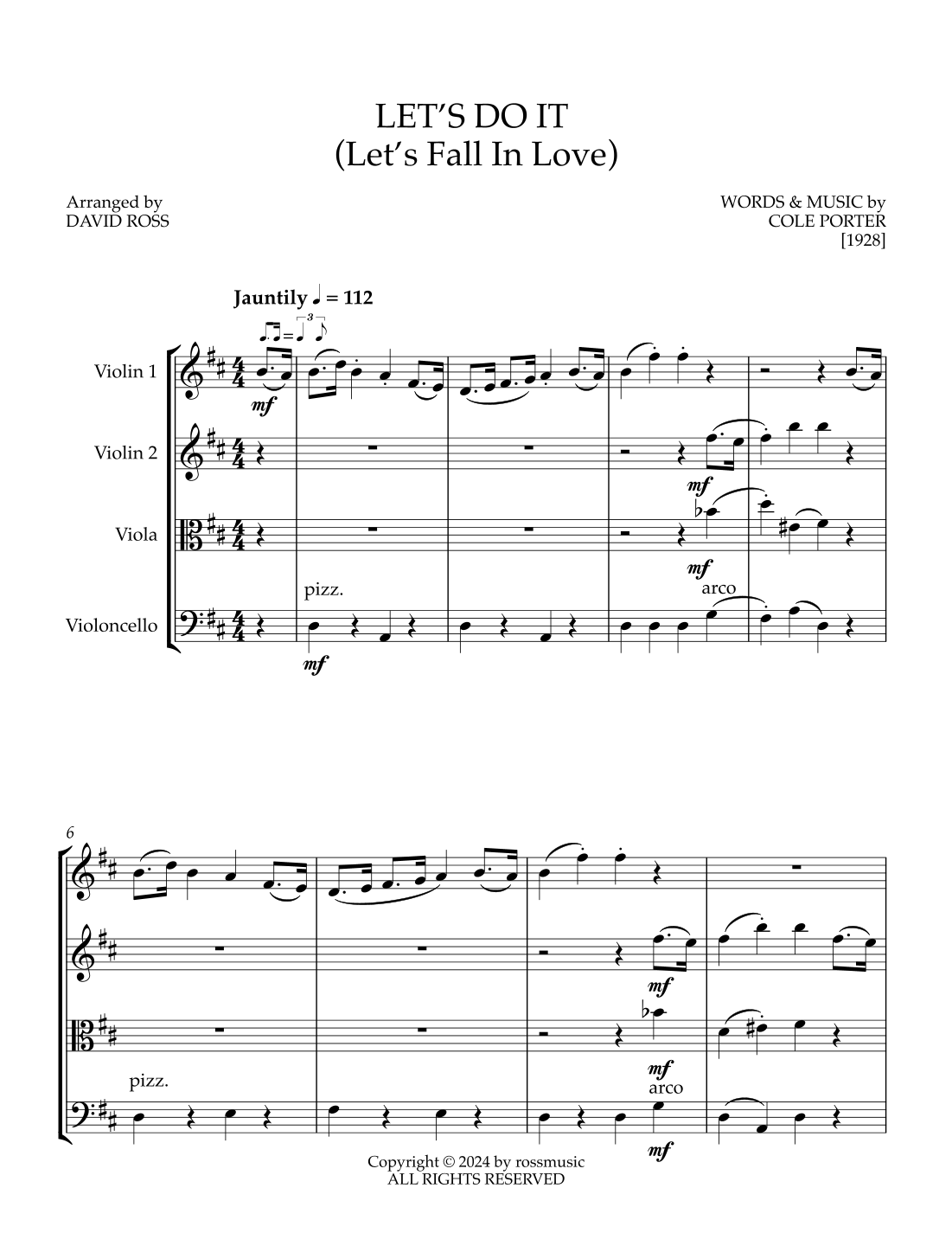 LET’S DO IT (Let's Fall in Love) (arr. David Ross) Sheet Music Cole