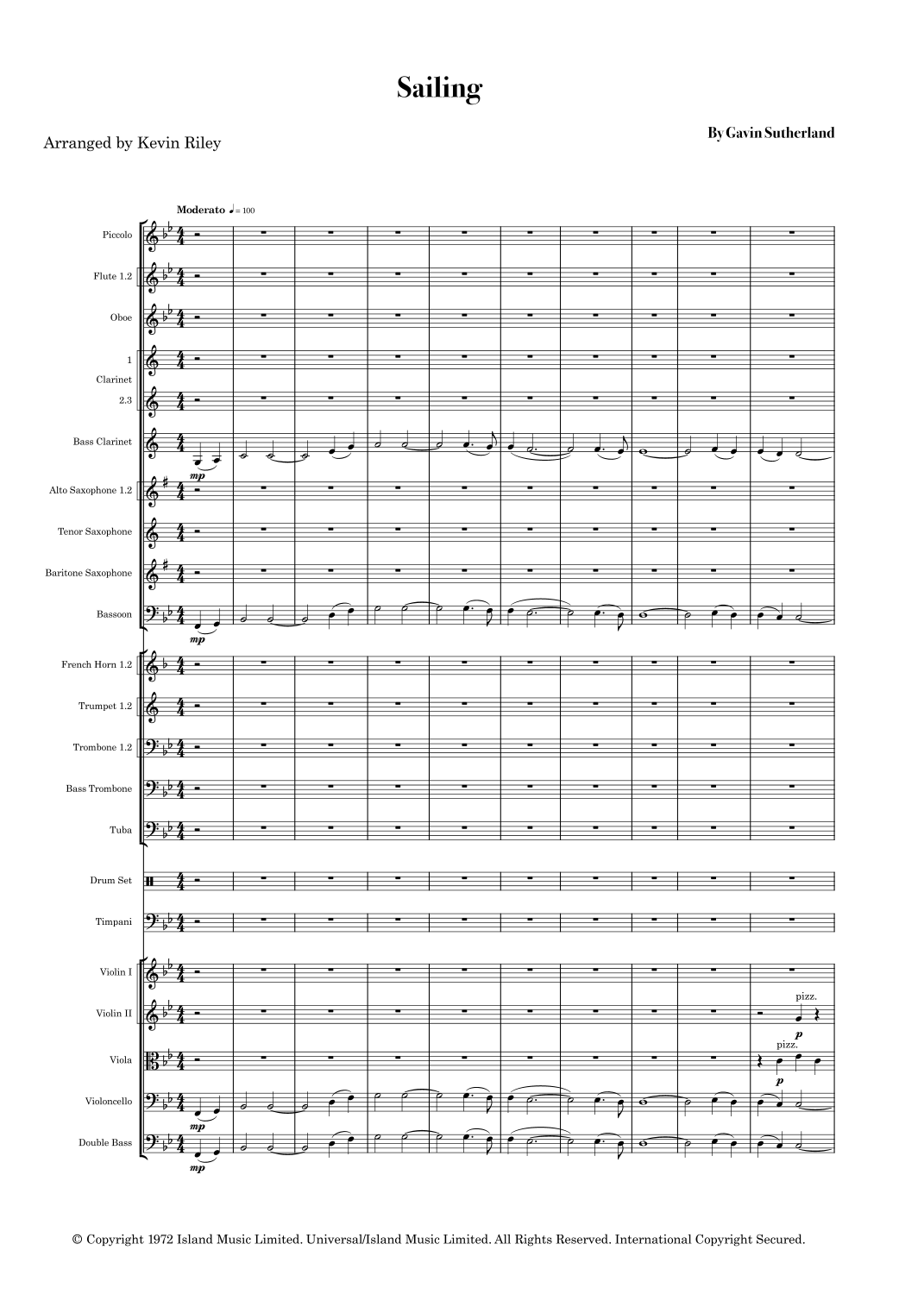 Sailing (arr. Kevin Riley) by Rod Stewart Full Orchestra