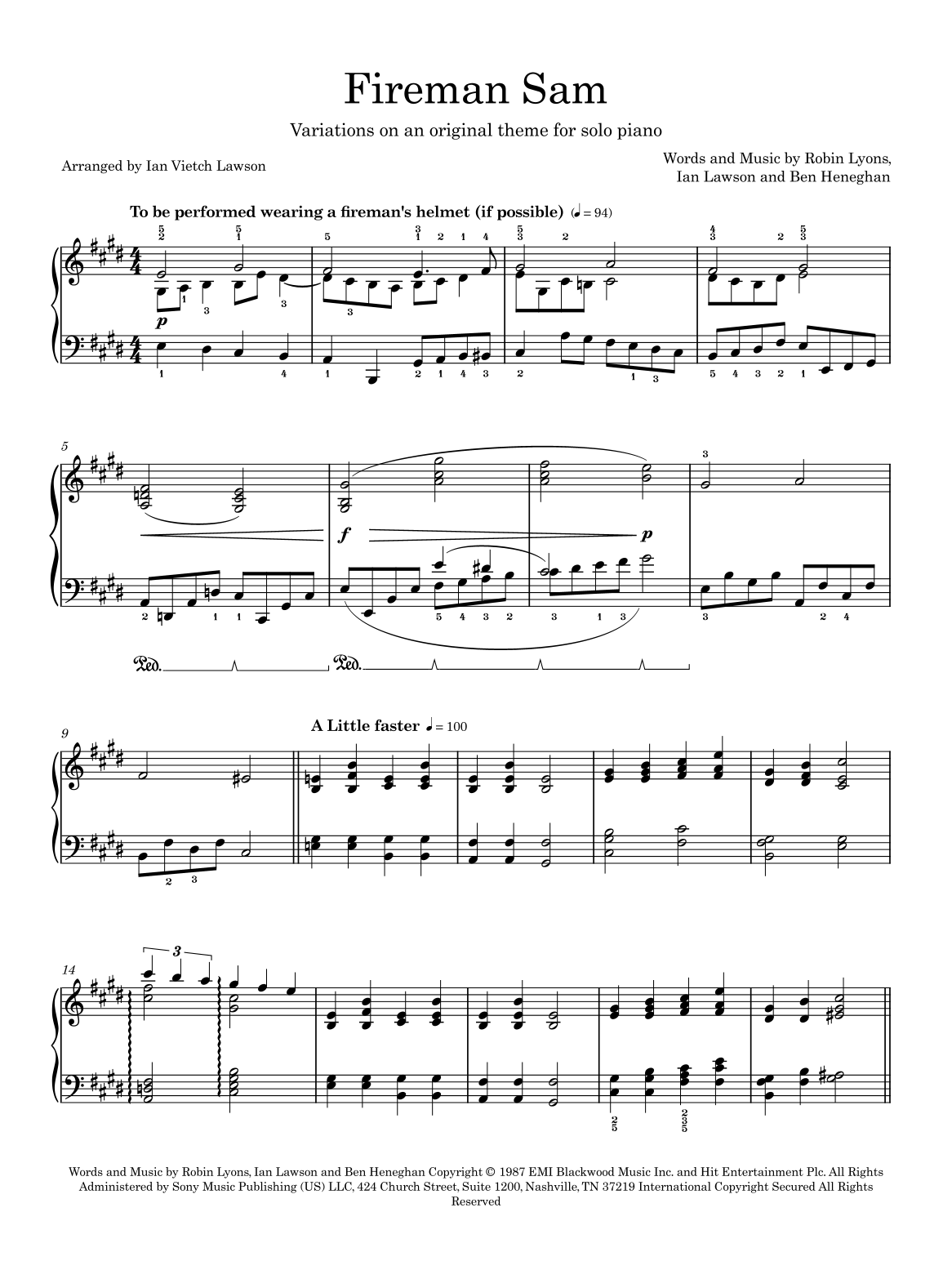 Fireman Sam Theme arr Ian Veitch Lawson By Ben Heneghan Sheet Music Fireman Sam Theme arr Ian Veitch Lawson By Ben Heneghan Sheet Music