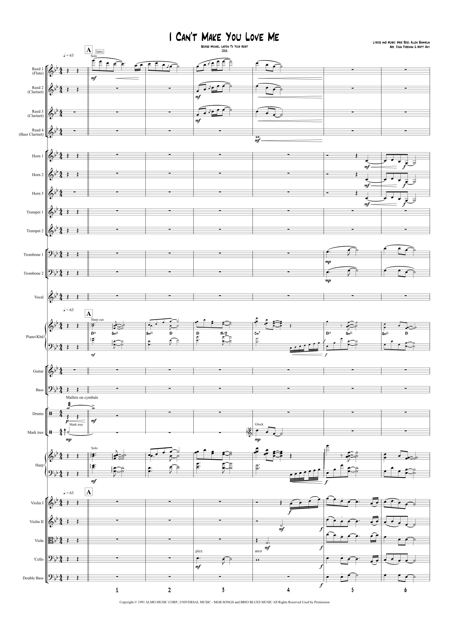 I Can't Make You Love Me (arr. John Foreman & Matt Amy) by Bon Iver 管弦乐团全谱 - 预览