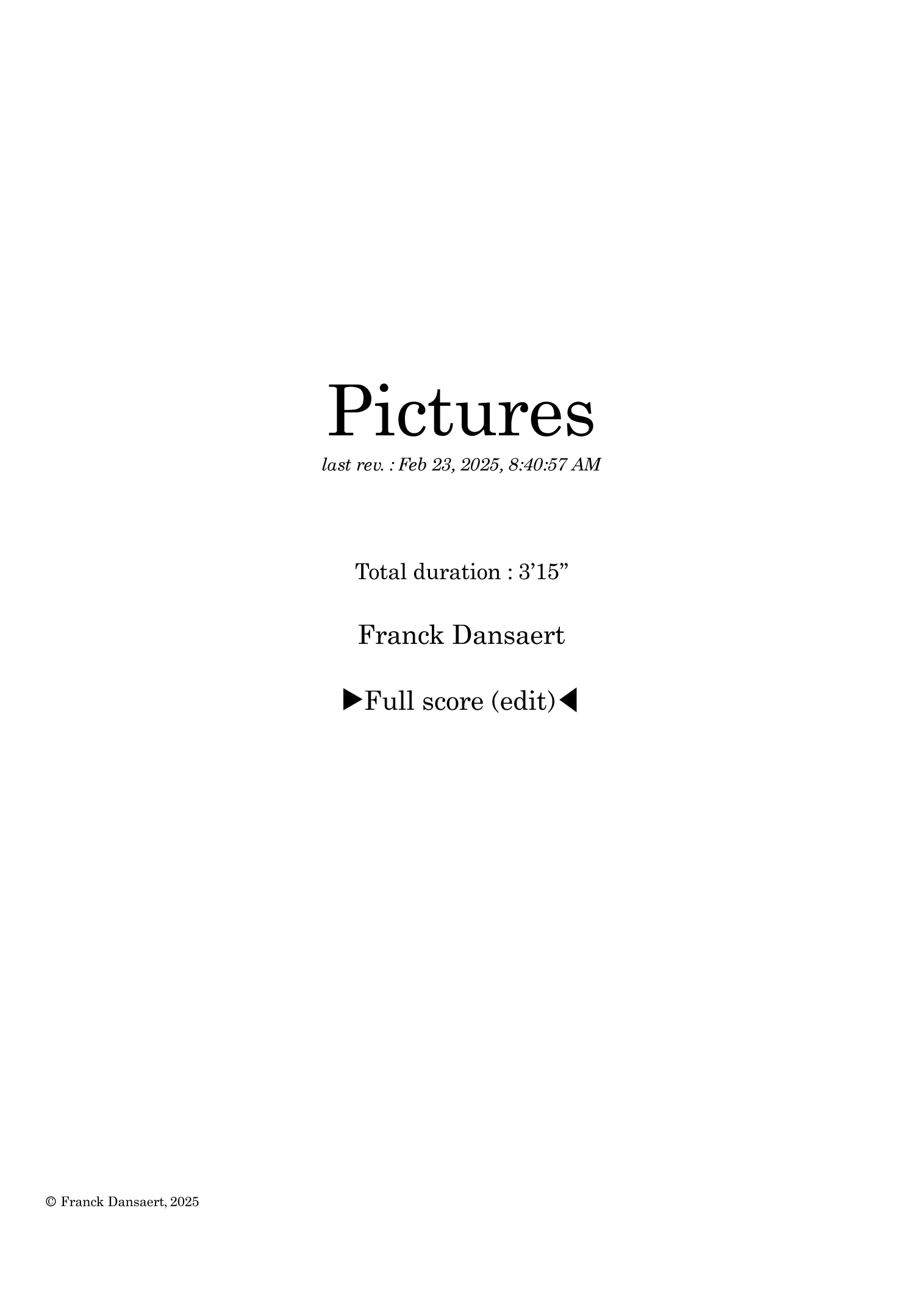 Pictures - 仅总谱(Franck Dansaert,管弦乐团)- 预览