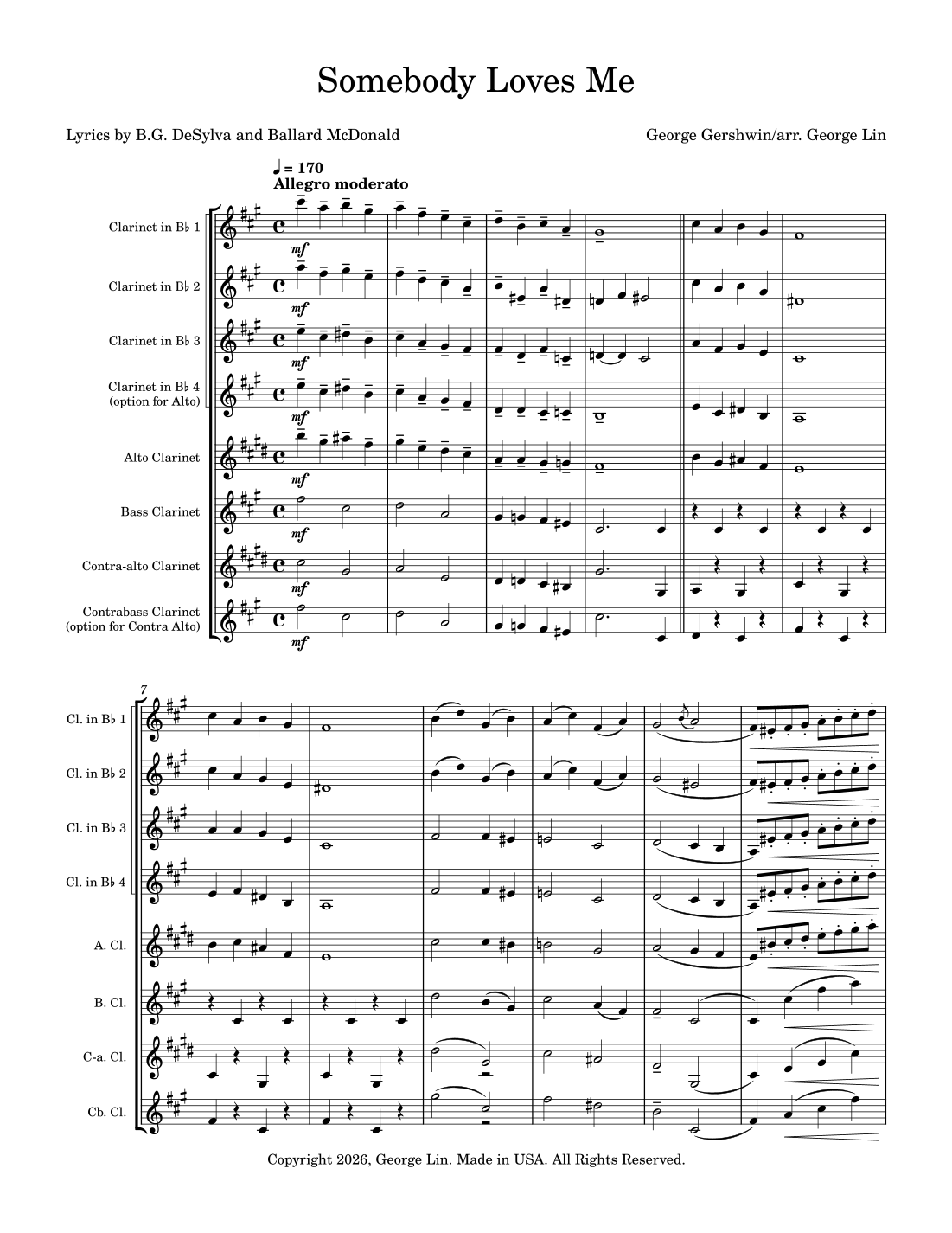 Somebody Loves Me (arr. George Lin) by George Gershwin Sheet Music for ...