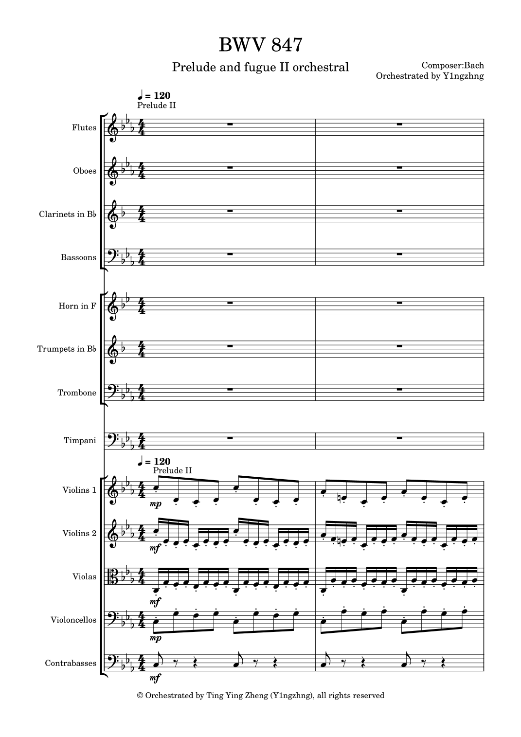 The Well-Tempered Clavier Part I - Prelude and Fugue II - BWV 847 Orchestra (arr. Y1ngzhng) by Y1ngzhng Full Orchestra (平均律钢琴曲集第一卷 - 前奏曲与赋格 II - BWV 847 管弦乐版) - 预览