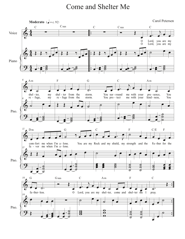 Come and Shelter Me by Carol Petersen Sheet Music for Unison Choir at Sheet Music Direct
