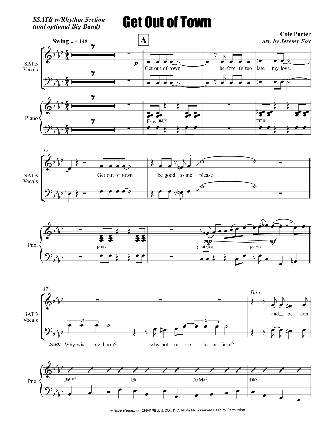 Get Out Of Town (Low Voice) by Cole Porter Sheet Music for Real