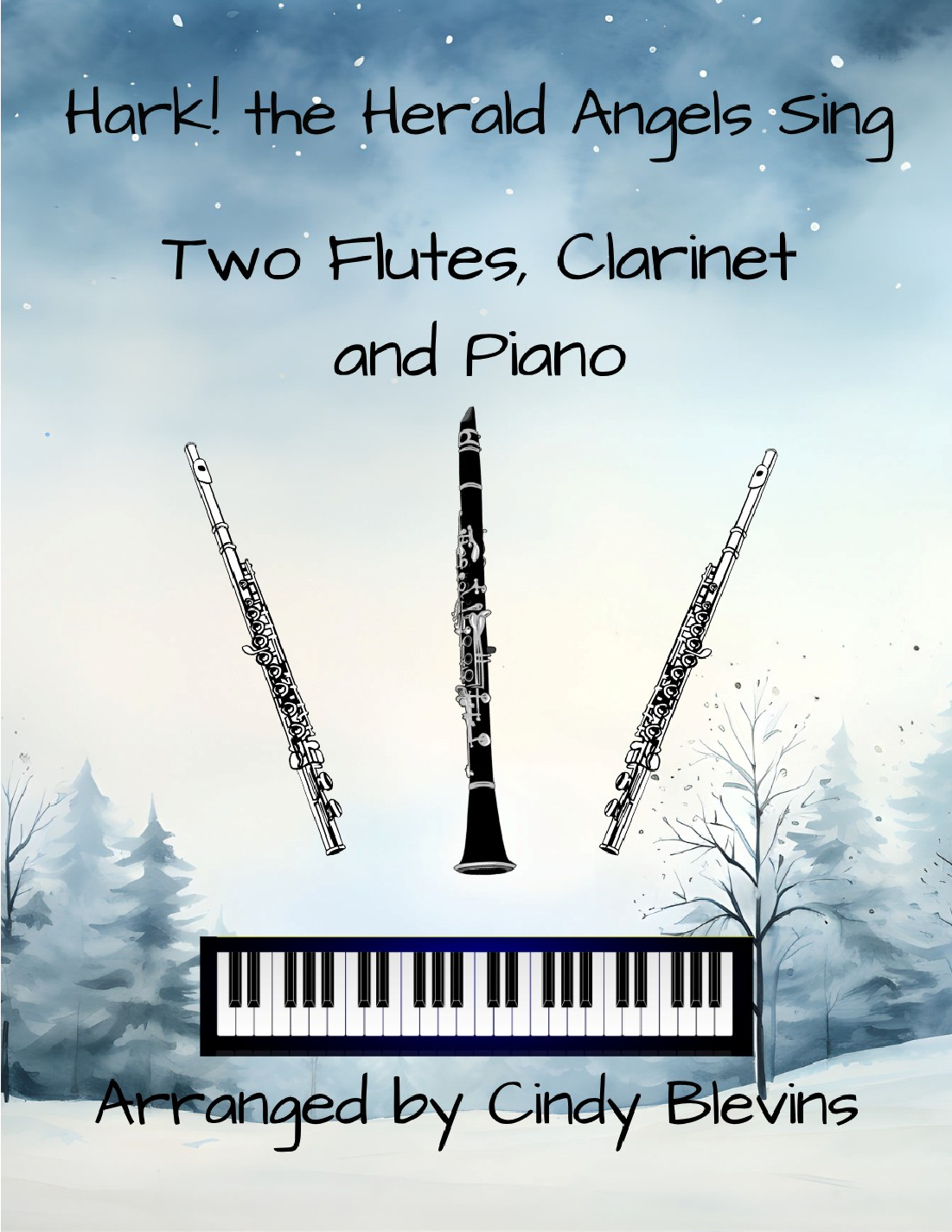 Hark! the Herald Angels Sing, for Two Flutes, Clarinet and Piano (arr ...
