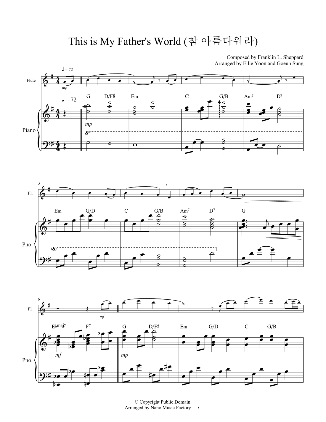 This Is My Father's World (arr. Ellie Yoon) by Frankin L. Sheppard ...