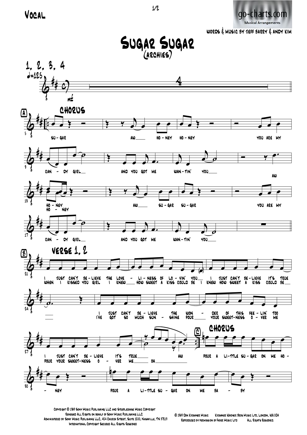 Sugar, Sugar (arr. Andy Davidson go-charts.com) by The Archies 管弦乐团 - 预览