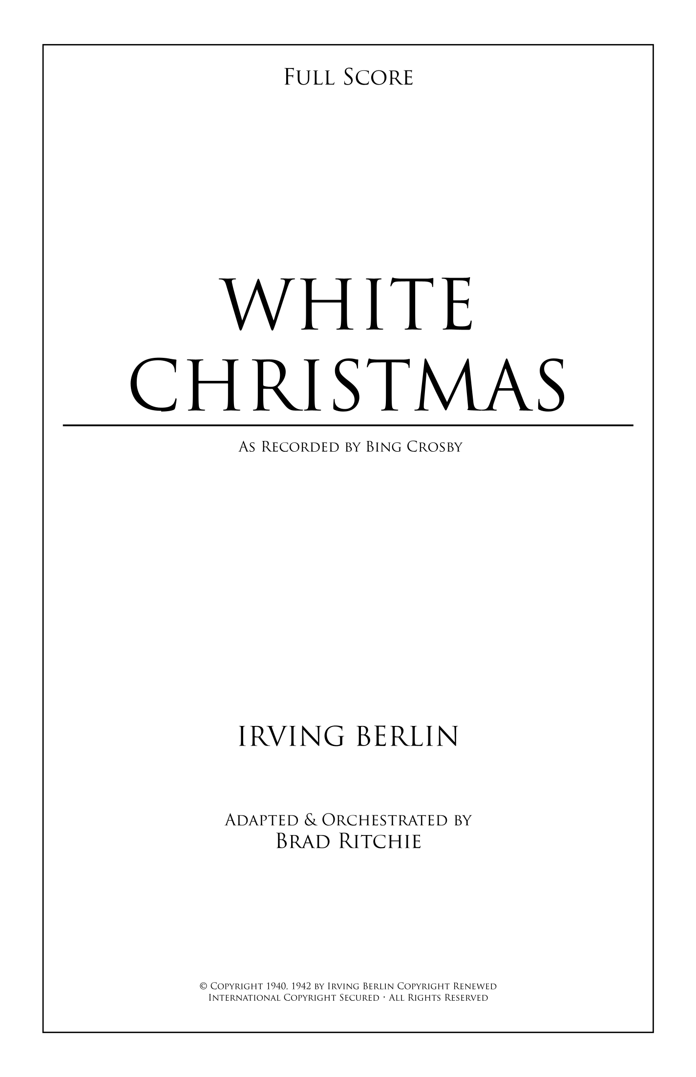 White Christmas (arr. Brad Ritchie) by Bing Crosby Full Orchestra