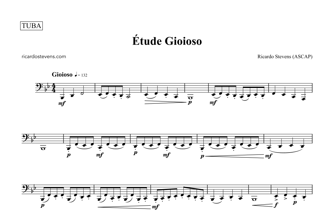 E´tude Gioioso by Ricardo Stevens Sheet Music for Tuba Solo at Sheet ...