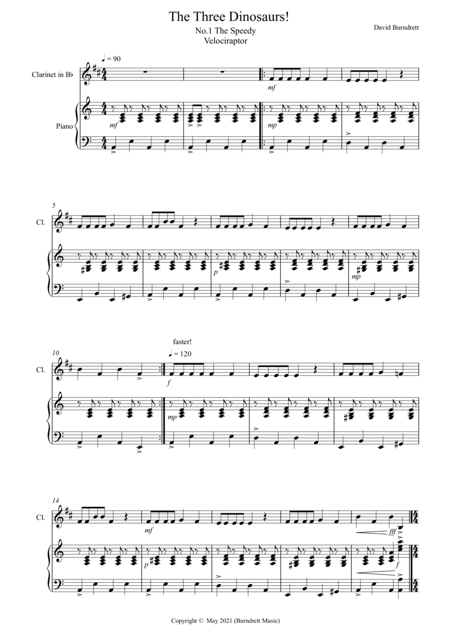3 Dinosaur Pieces! for and Piano Noten David Burndrett