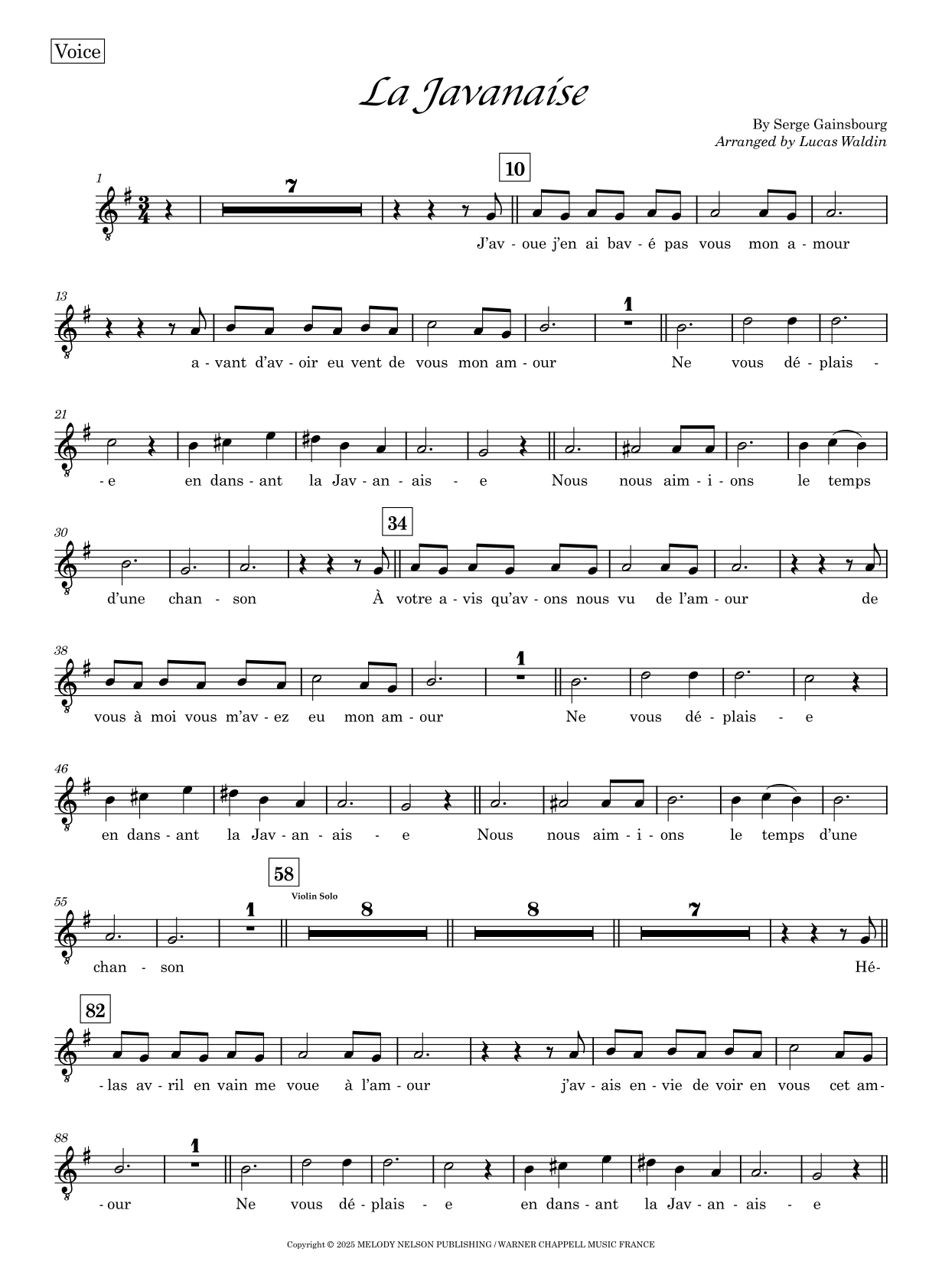La Javanaise (arr. Lucas Waldin) by Serge Gainsbourg 管弦乐团 - 预览