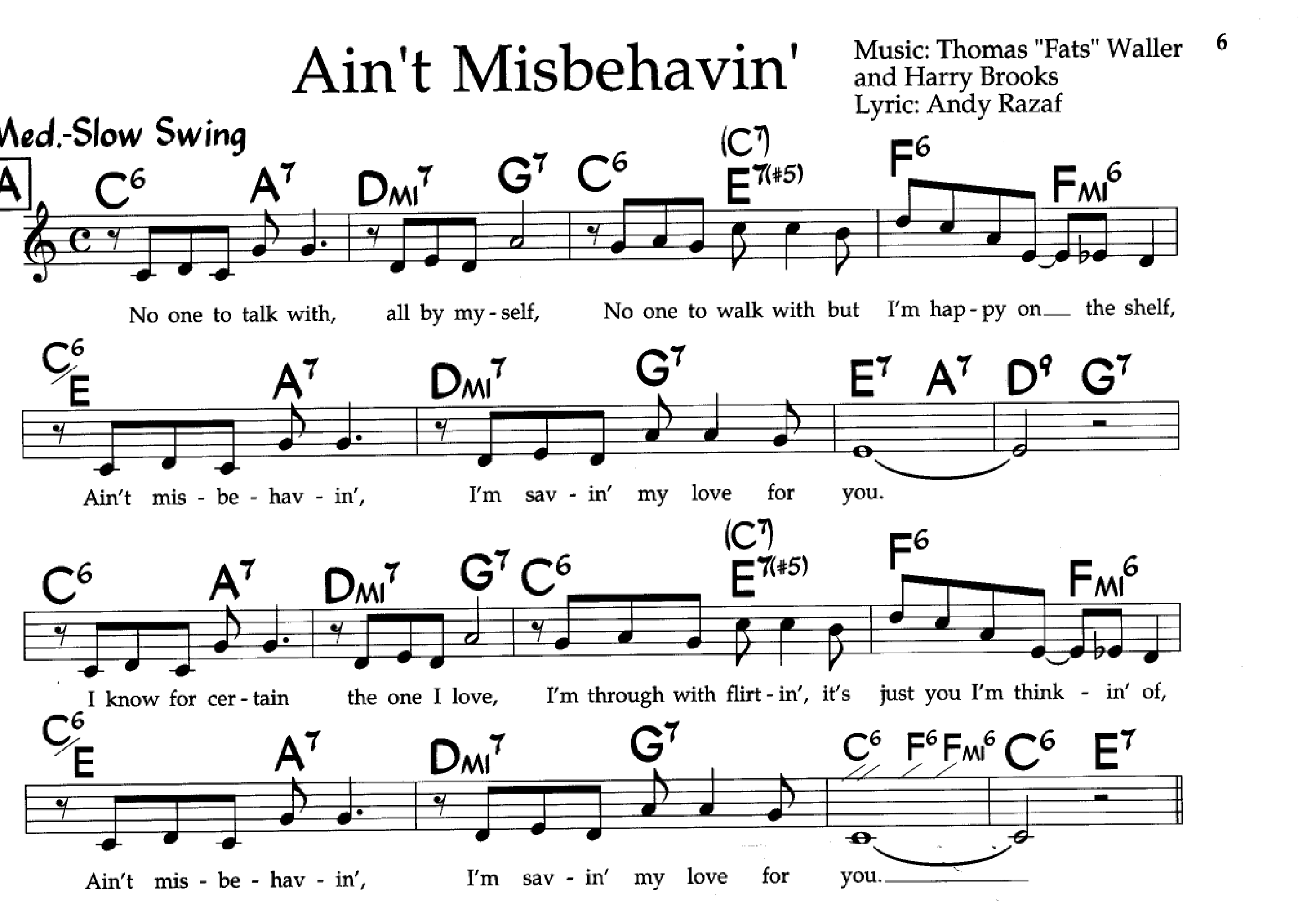 Ain't Misbehavin' - Lead Sheet (arr. Thomas "Fats" Waller and Harry ...
