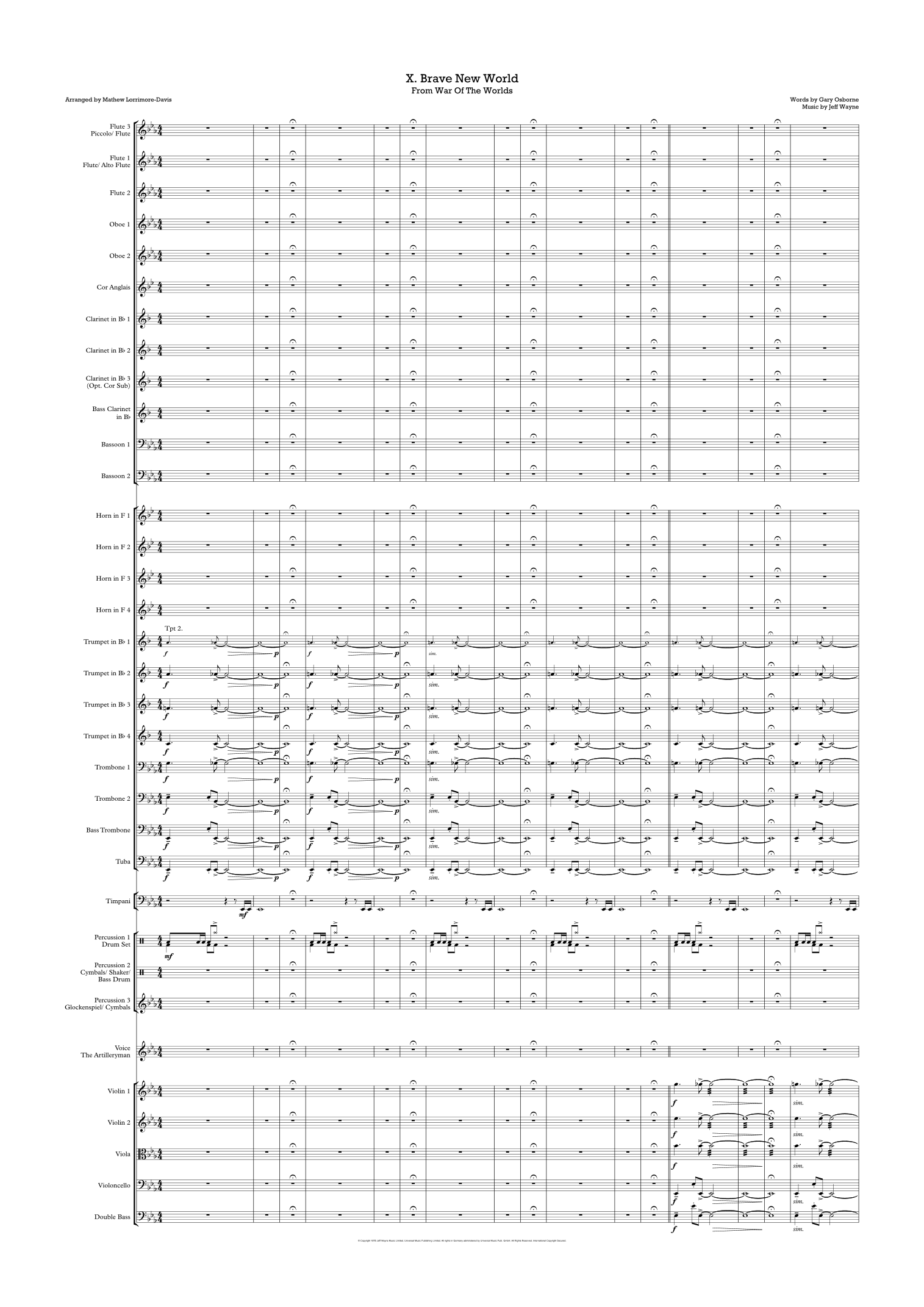 Brave New World (arr. Mathew Lorrimore-Davis) by Jeff Wayne Full Orchestra