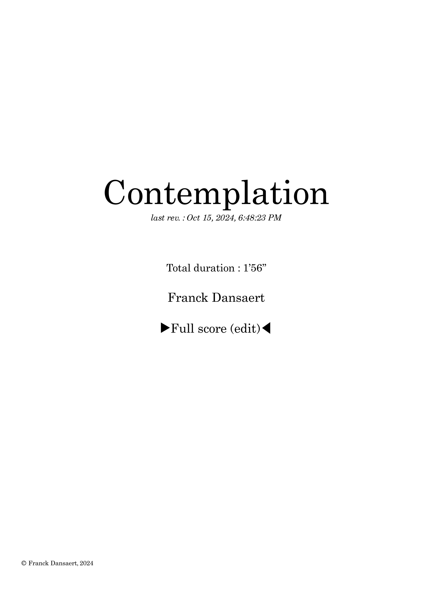 Contemplation - Score Only by Franck Dansaert 管弦乐团 - 预览