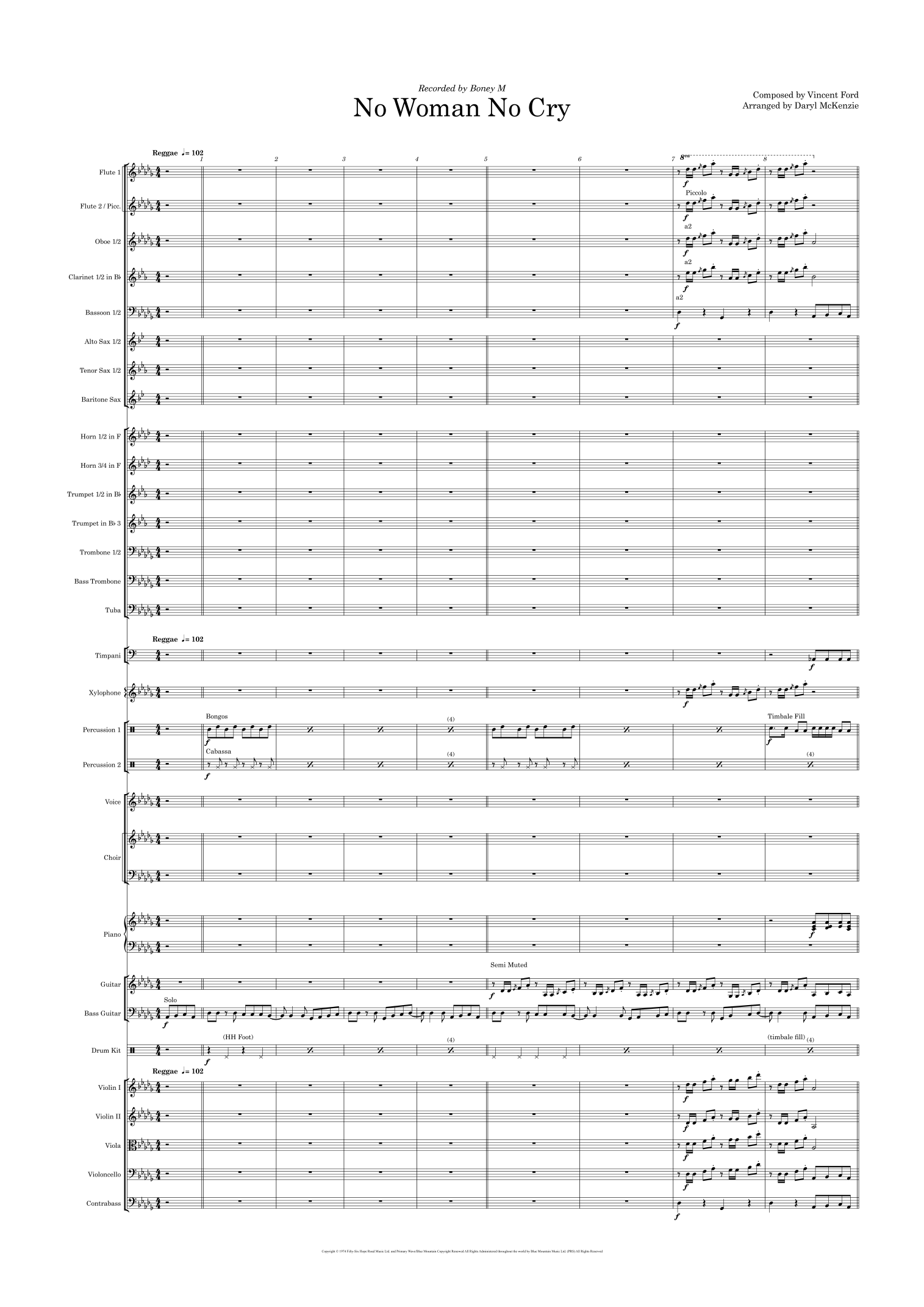 No Woman No Cry (arr. Daryl McKenzie) by Bob Marley Full Orchestra