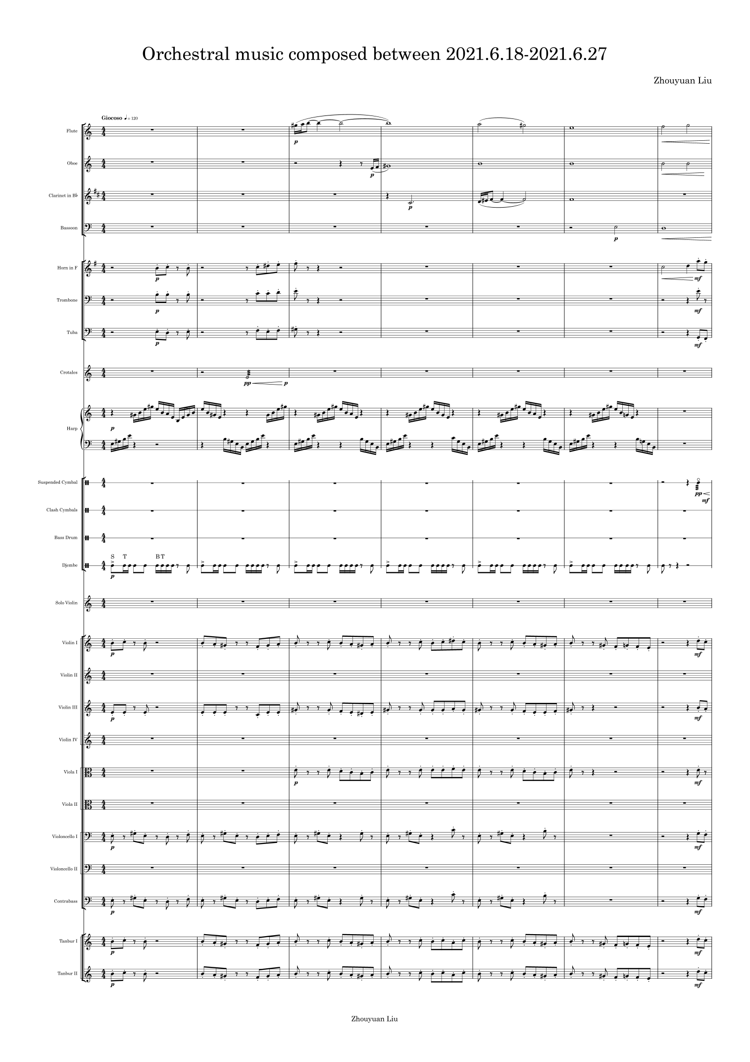 由 Zhouyuan Liu 创作于 2021.6.18-2021.6.27 的管弦乐作品(A3总谱与B4分谱)Full Orchestra - 预览