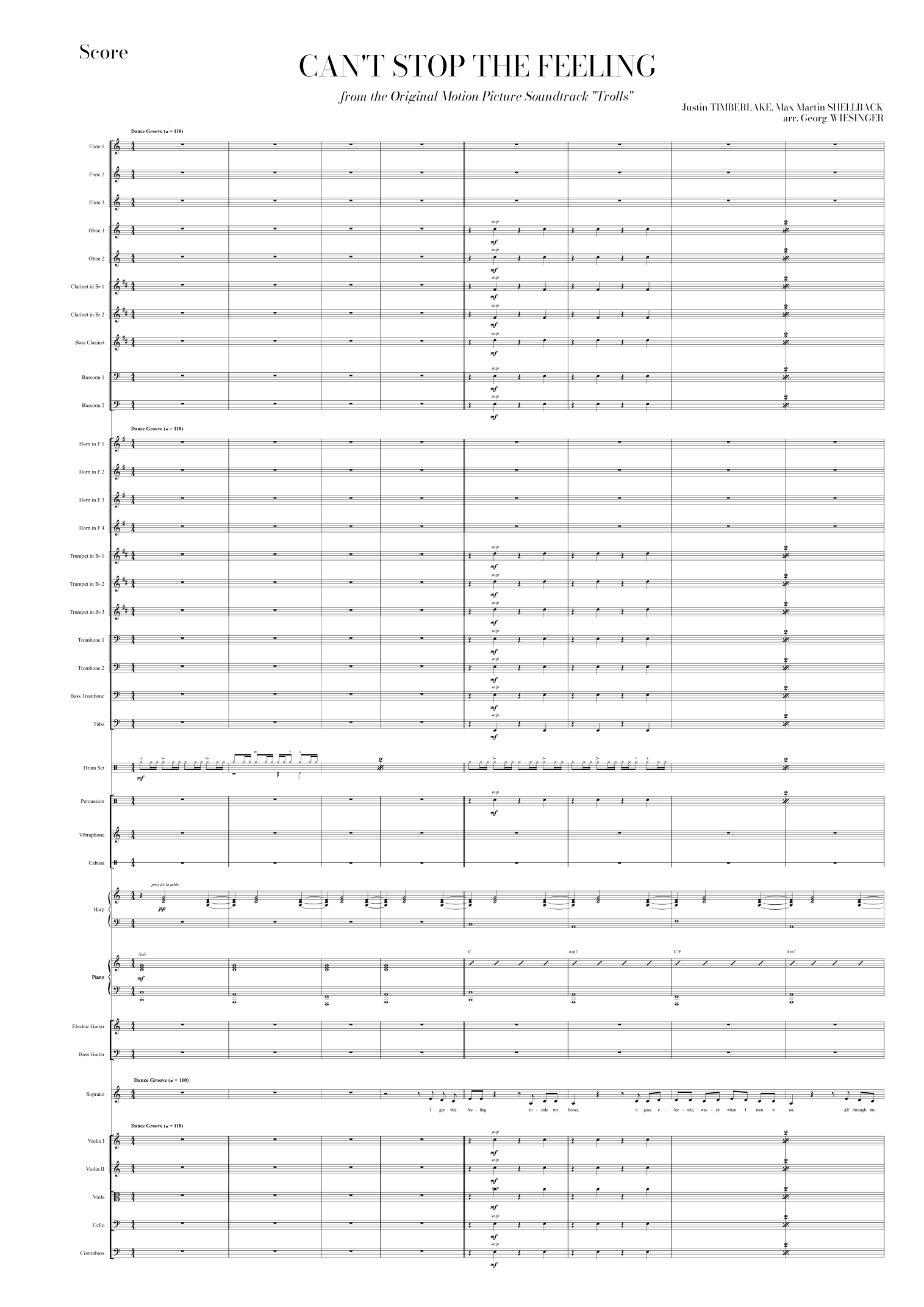 Can't Stop The Feeling! (arr. Georg Wiesinger) by Justin Timberlake 管弦乐团 - 预览