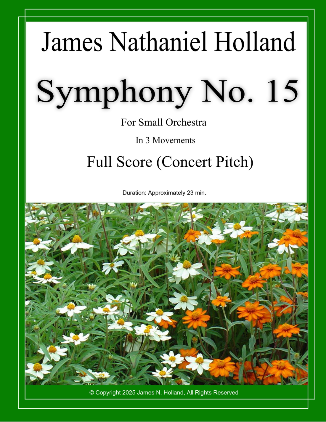 Symphony No. 15 Full Score - Score Only by James Nathaniel Holland Chamber Orchestra (第15号交响曲总谱 - 仅总谱) - 预览
