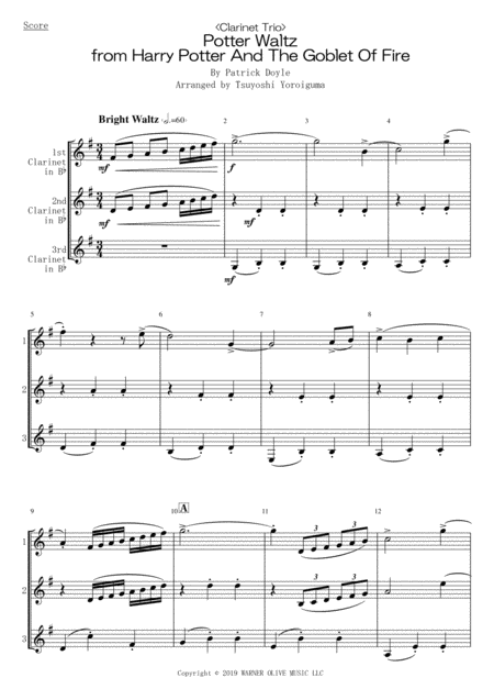 Clarinet Sheet Music Harry Potter