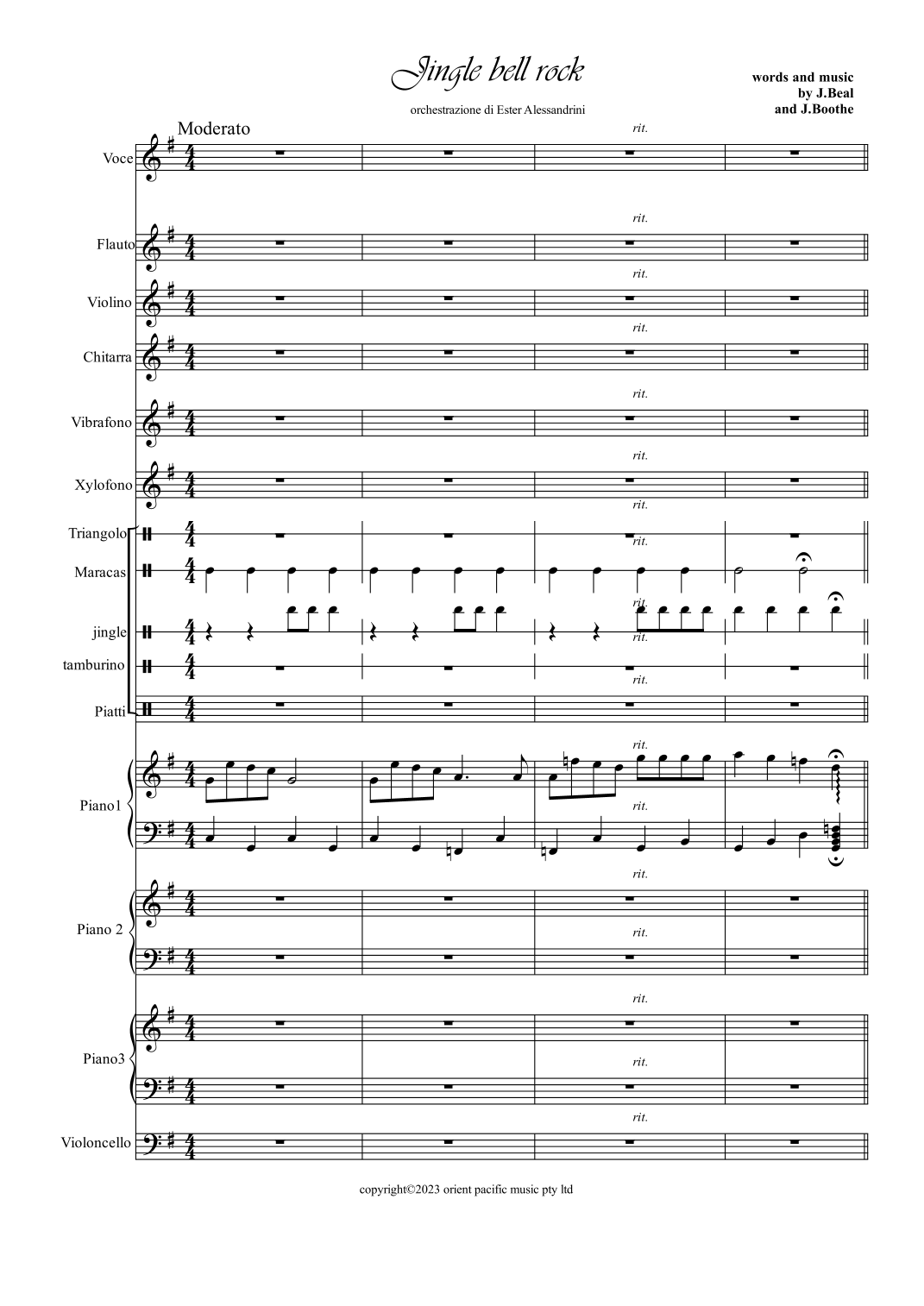 Jingle Bell Rock Score Only Sheet Music Gary Keady Full Orchestra