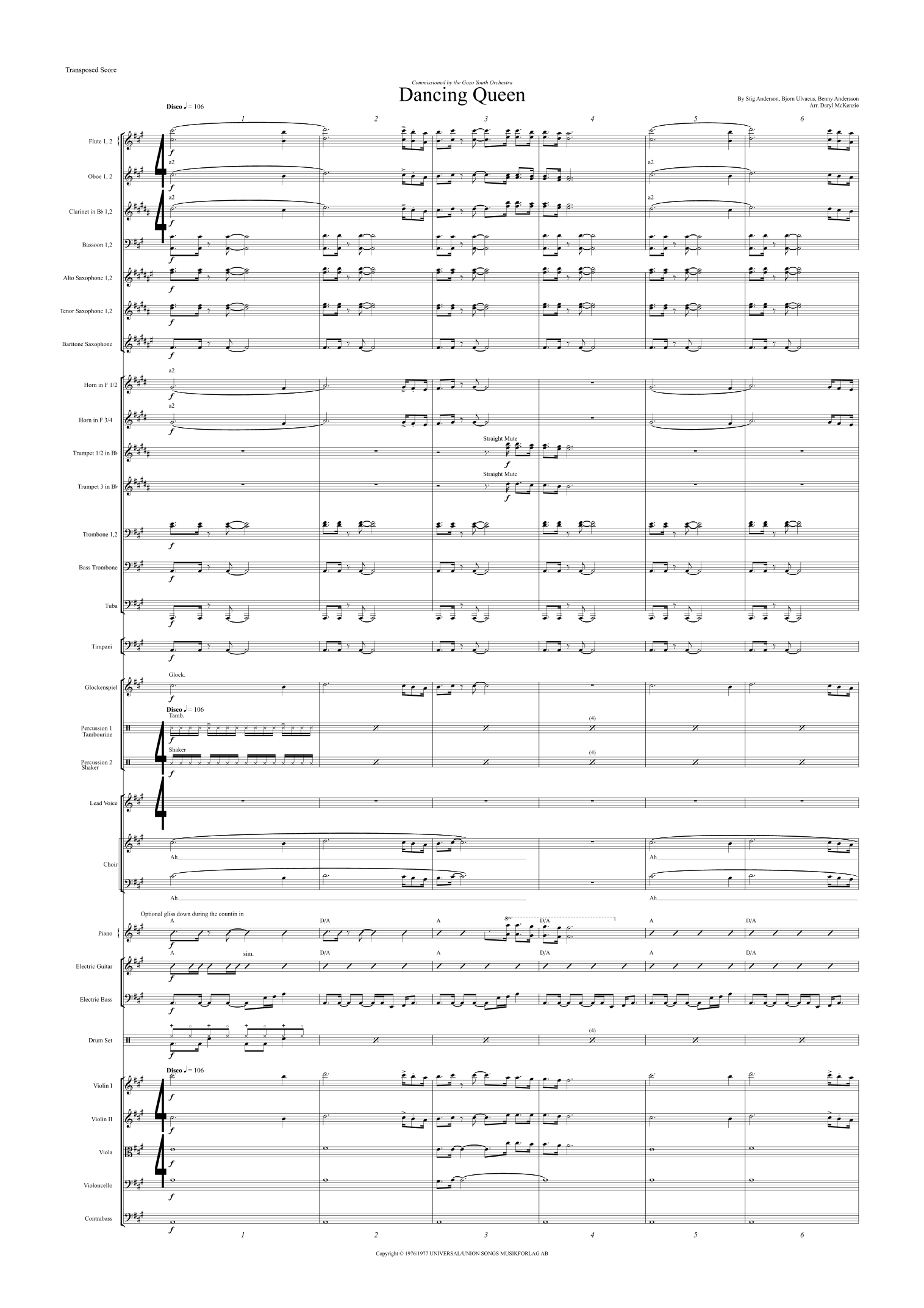 Dancing Queen (arr. Daryl McKenzie) by ABBA 管弦乐团全谱 - 预览