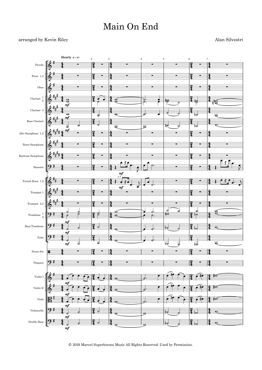 Main On End (arr. Kevin Riley) by Alan Silvestri Full Orchestra