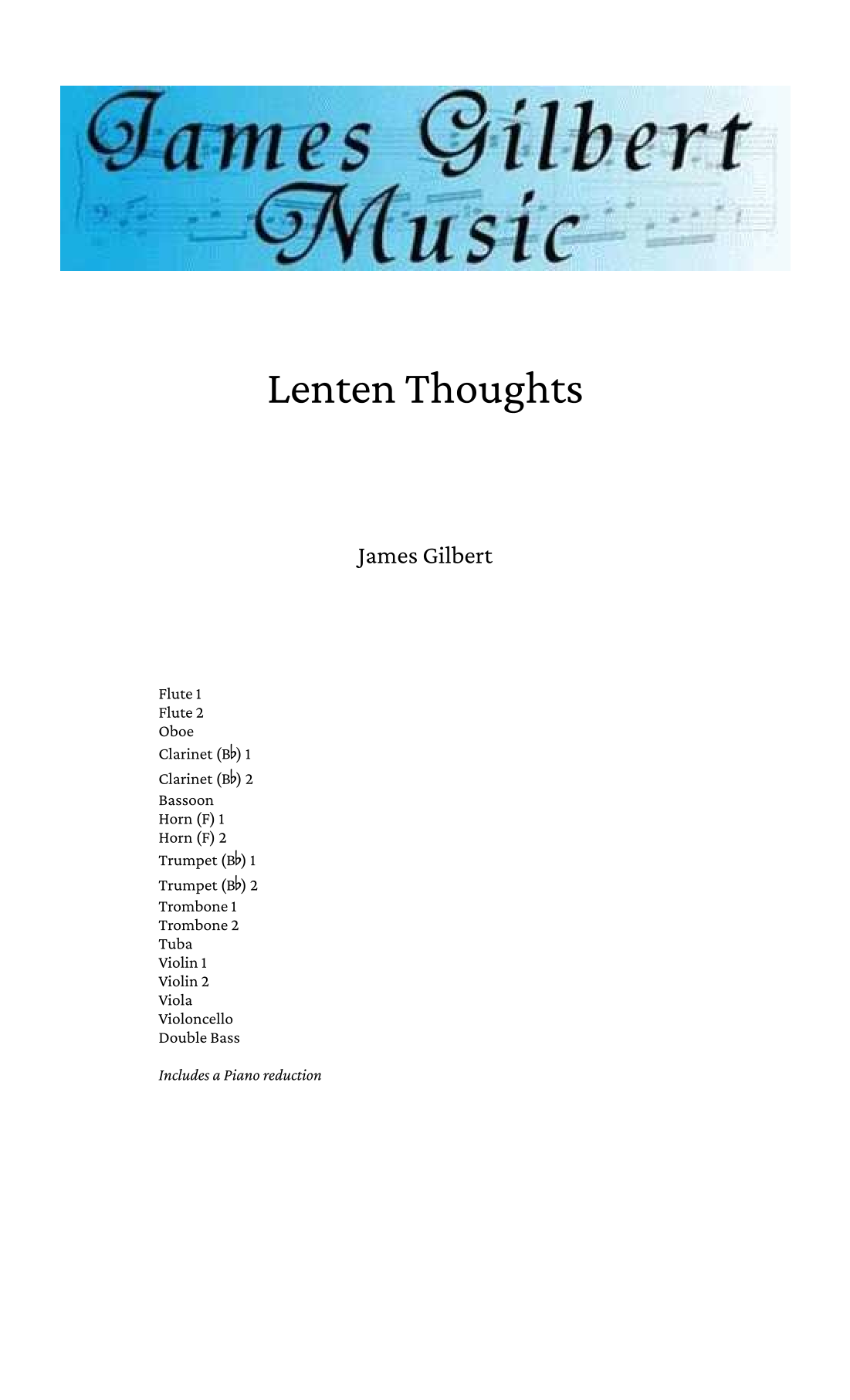 Lenten Thoughts by James Gilbert Full Orchestra