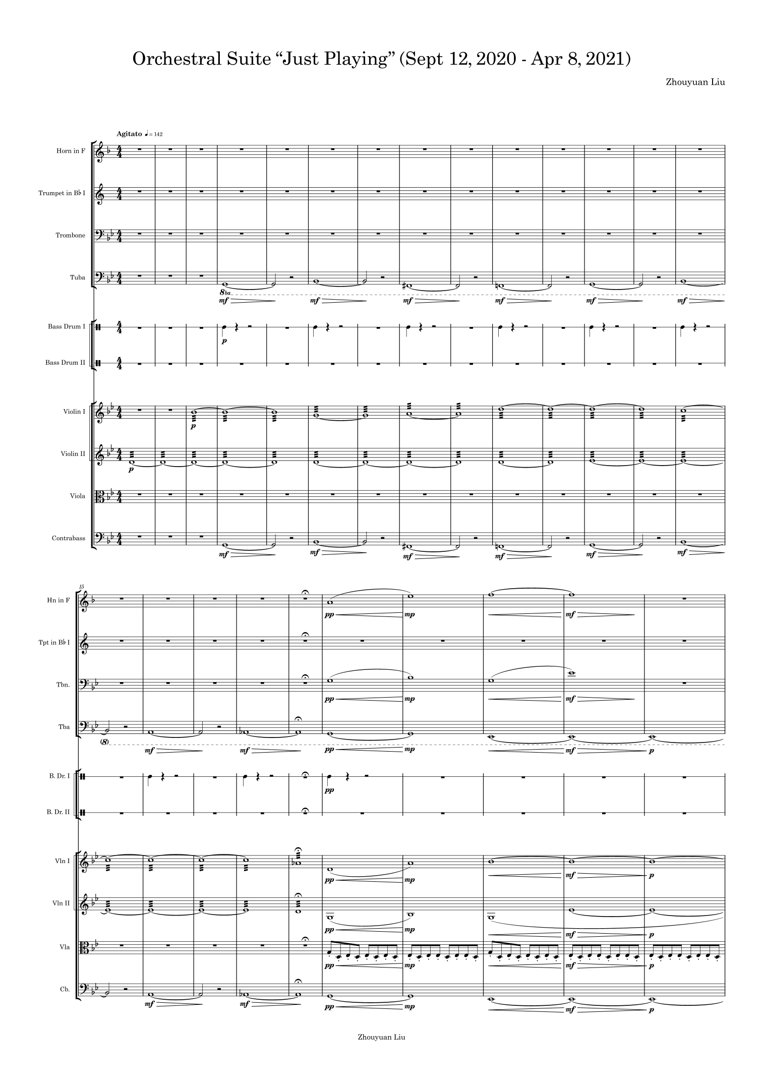管弦乐组曲 "Just Playing": Composed from September 12, 2020, to April 8, 2021 by Zhouyuan Liu (管弦乐团) - 预览