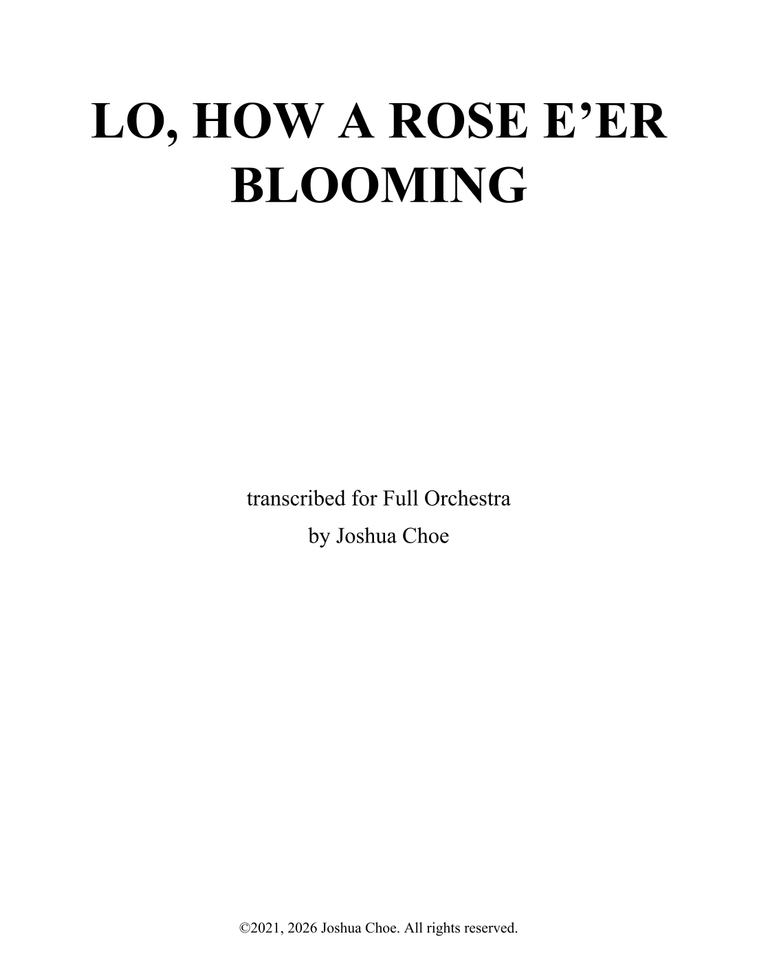 Lo, How a Rose E'er Blooming (arr. JMJ Arrangements) by Traditional Full Orchestra