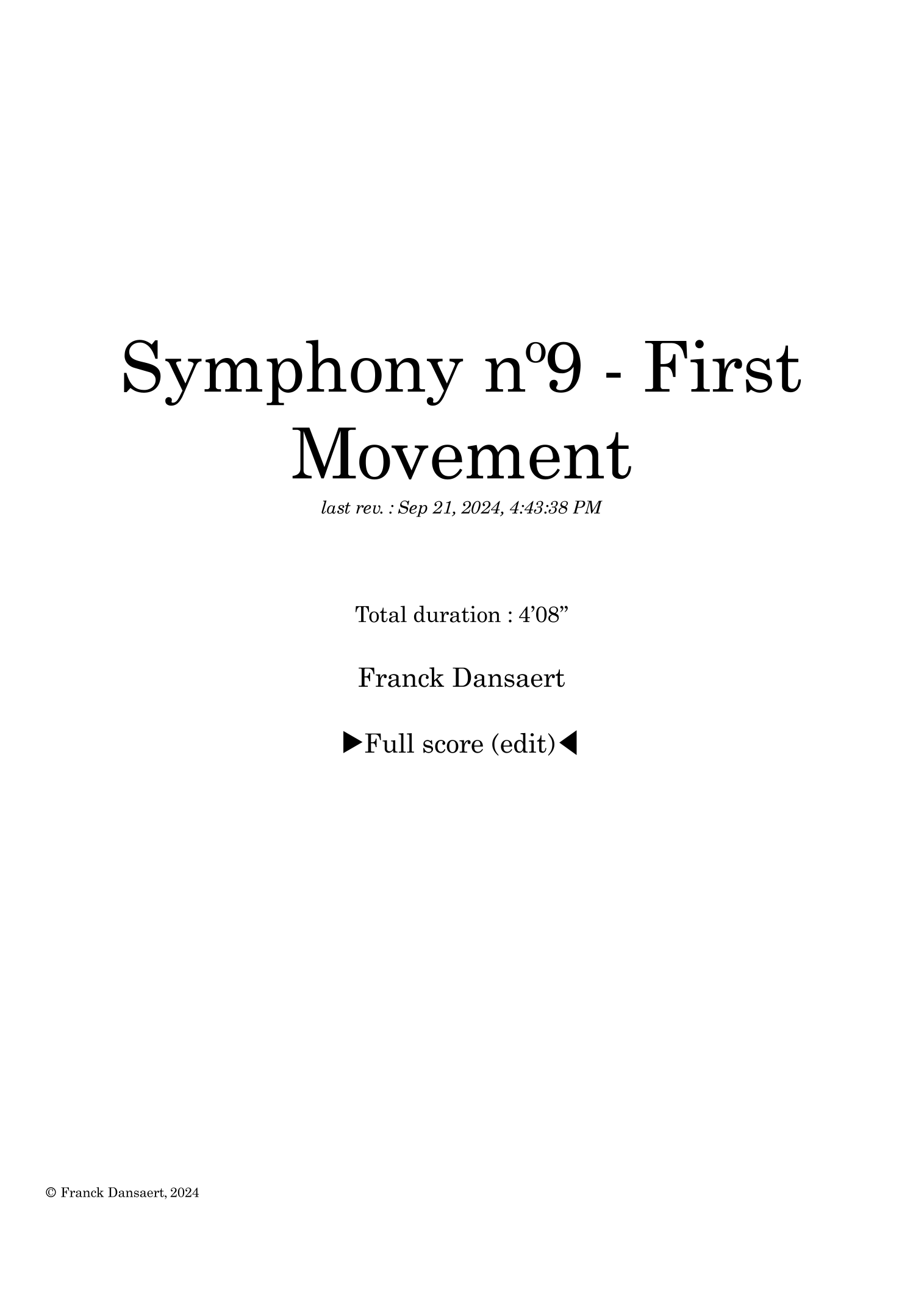 Symphony nº9 (first movement) - 仅总谱 by Franck Dansaert 管弦乐团 - 预览