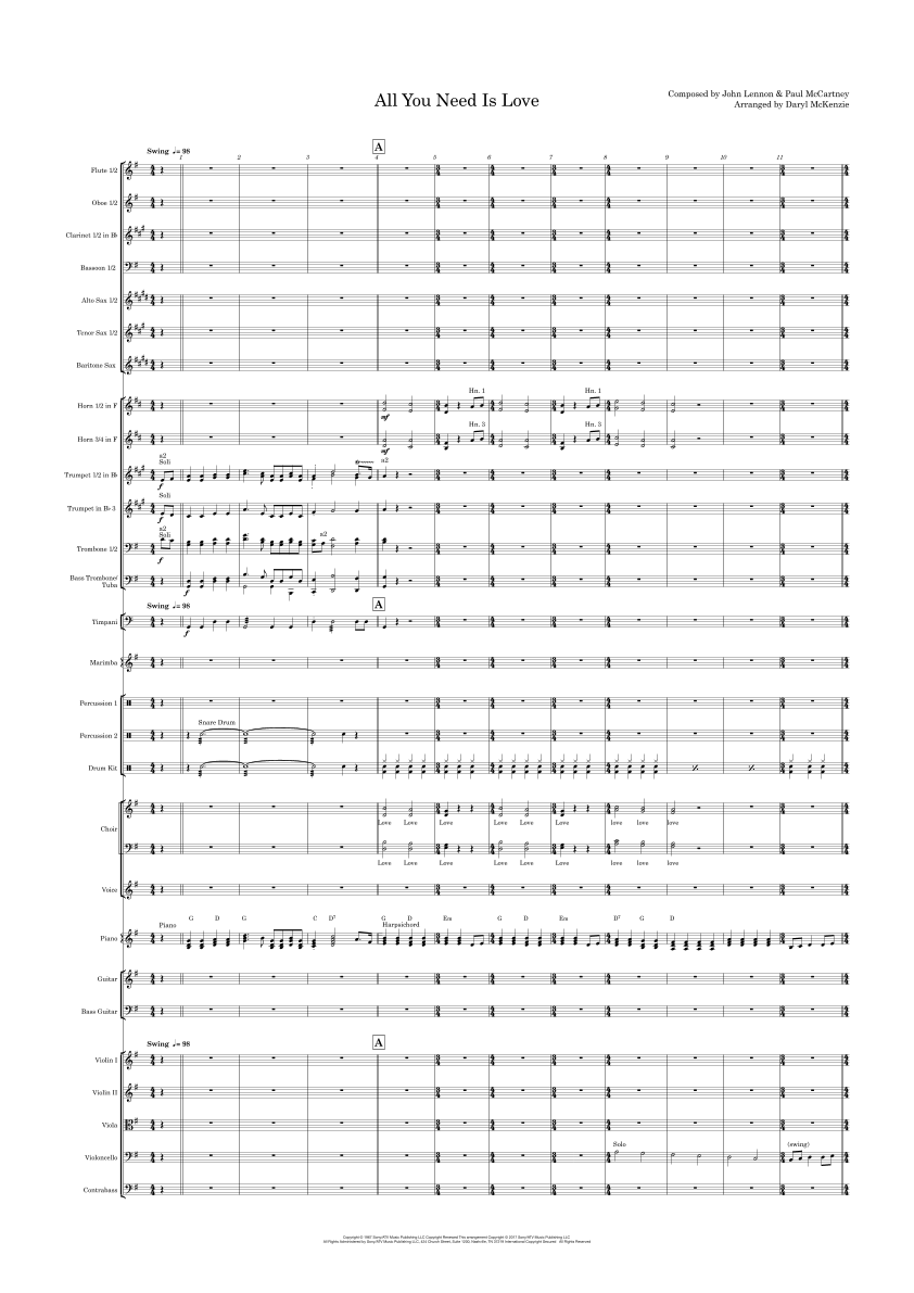 All You Need Is Love (arr. Daryl McKenzie) by The Beatles Full Orchestra