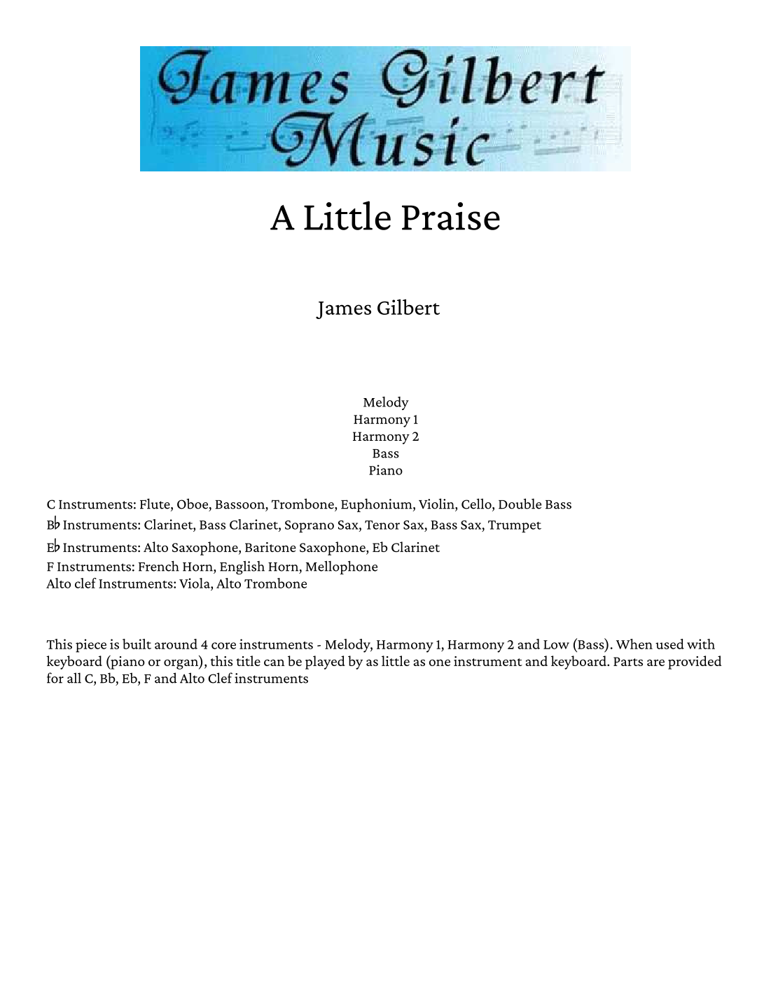 James Gilbert 的 A Little Praise 管弦乐团版 - 预览