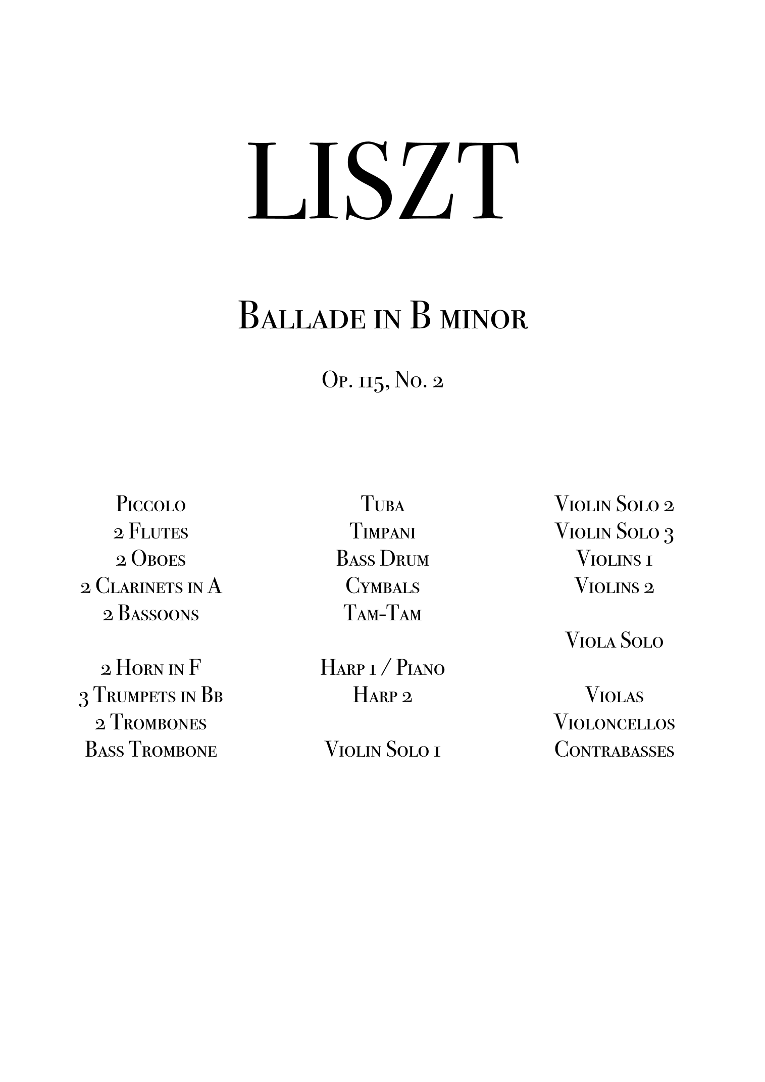 Liszt - Ballade No. 2 B minor, Op. 115 for Orchestra (arr. Julio Costa) by Franz Liszt Full Orchestra