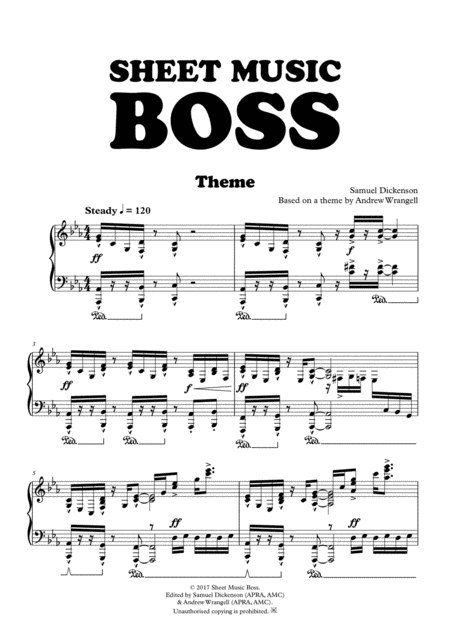 Sheet Music Boss Theme Piano Par Samuel Dickenson Andrew Wrangell 