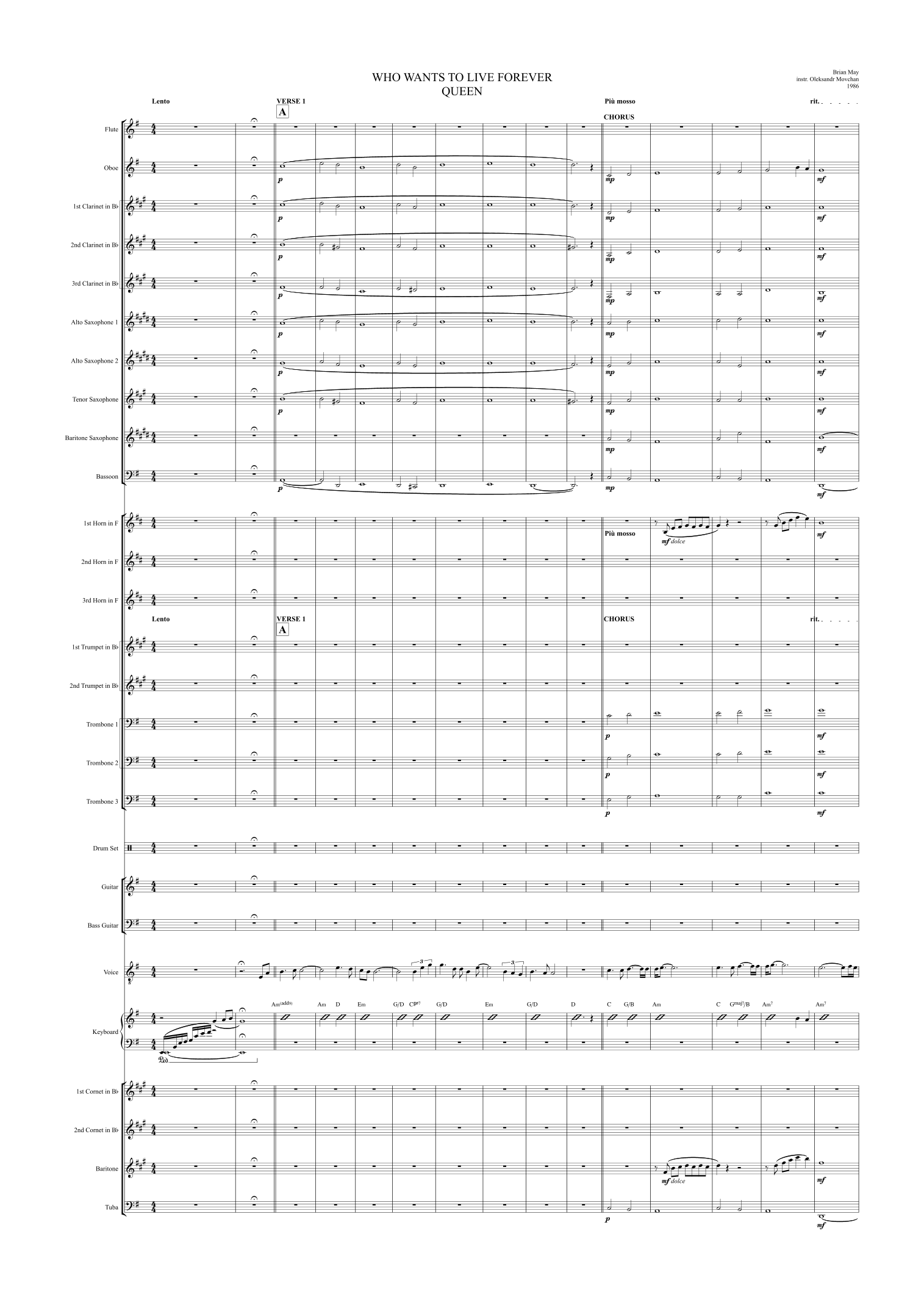 Who wants to live forever (arr. Oleksandr Movchan) by Queen Full Orchestra