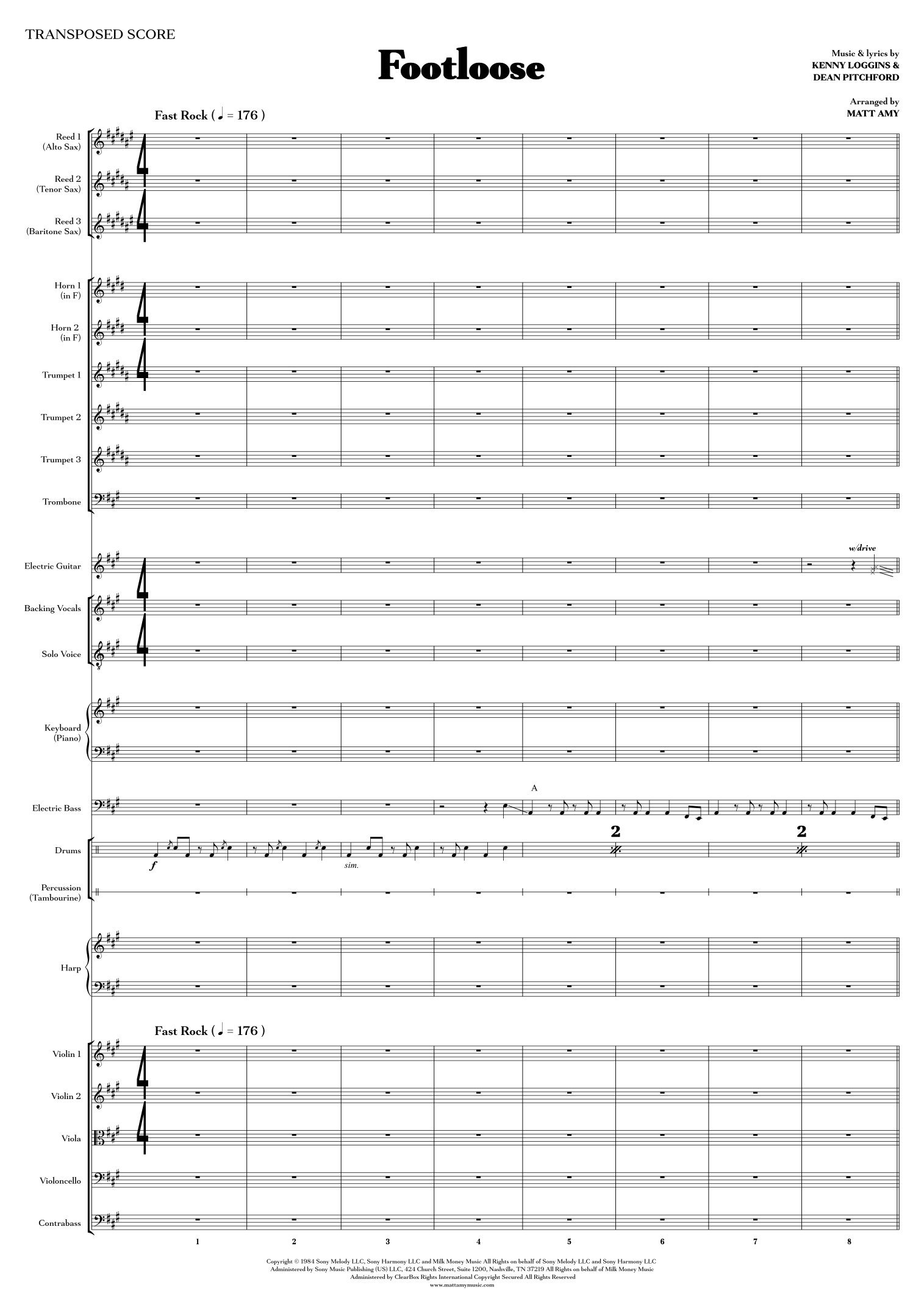 Footloose (arr. Matt Amy) by Kenny Loggins Full Orchestra