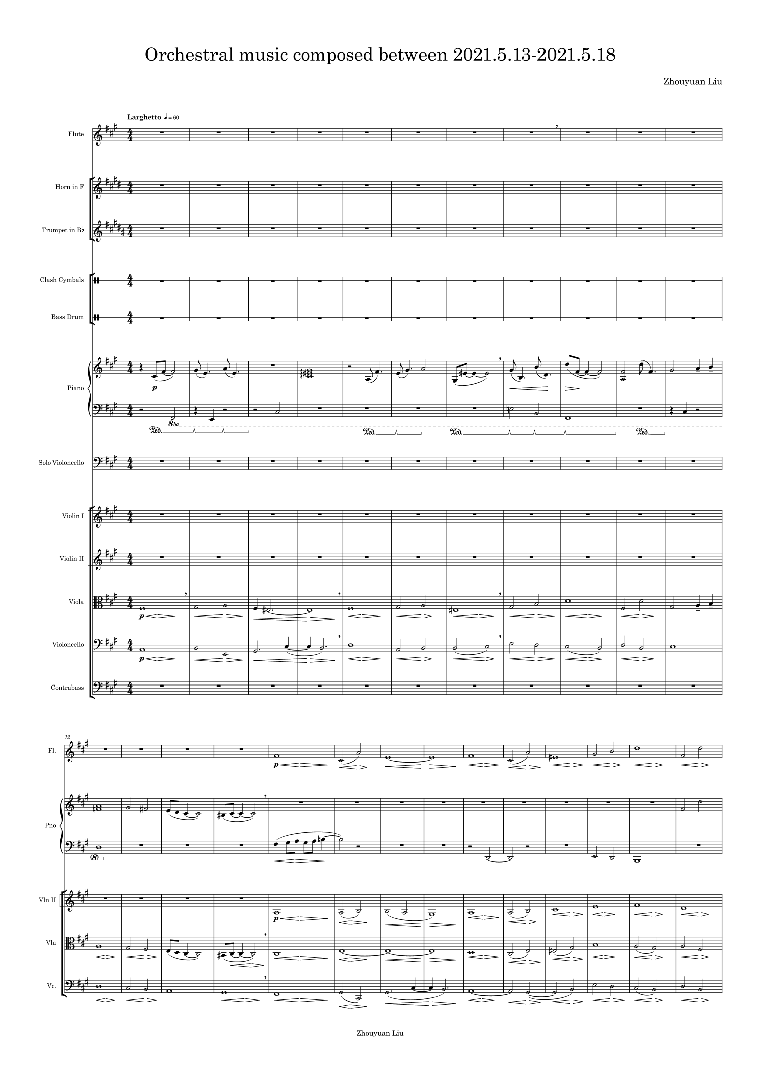 由 Zhouyuan Liu 于 2021.5.13-2021.5.18 创作的管弦乐作品(A3 总谱与 B4 分谱)Full Orchestra - 预览