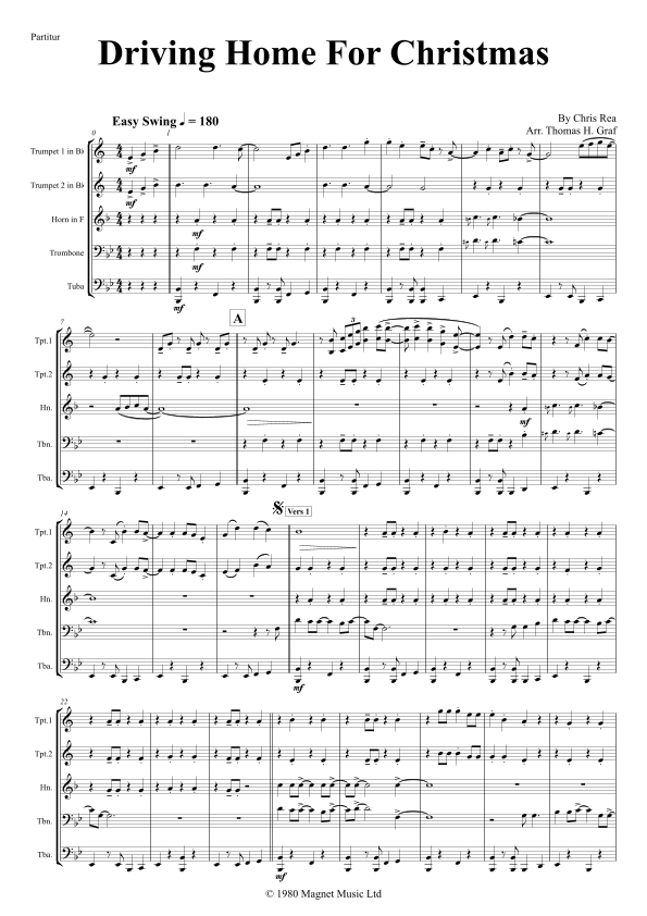 Driving Home For Christmas Sheet Music Chris Rea Brass Ensemble