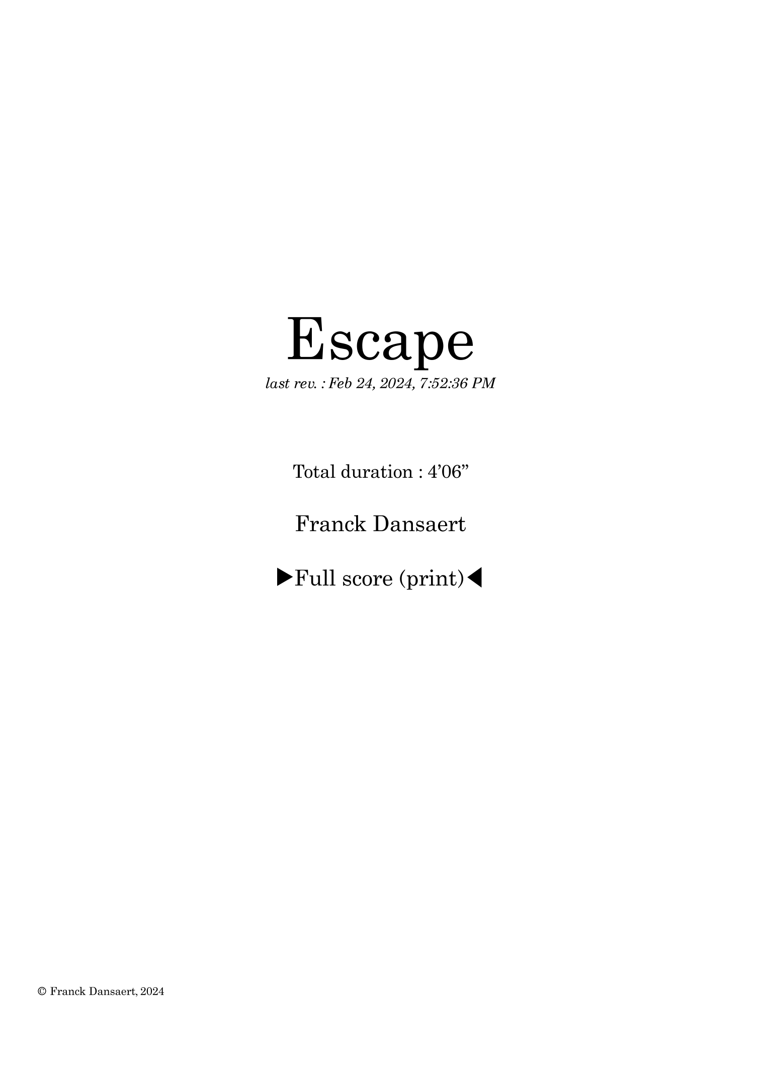 Escape - Score Only by Franck Dansaert Full Orchestra