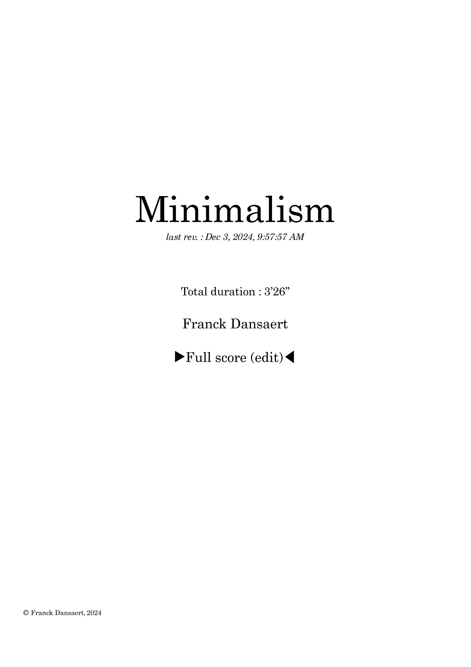 Minimalism - 仅总谱 (Score Only) - Franck Dansaert 管弦乐团 - 预览