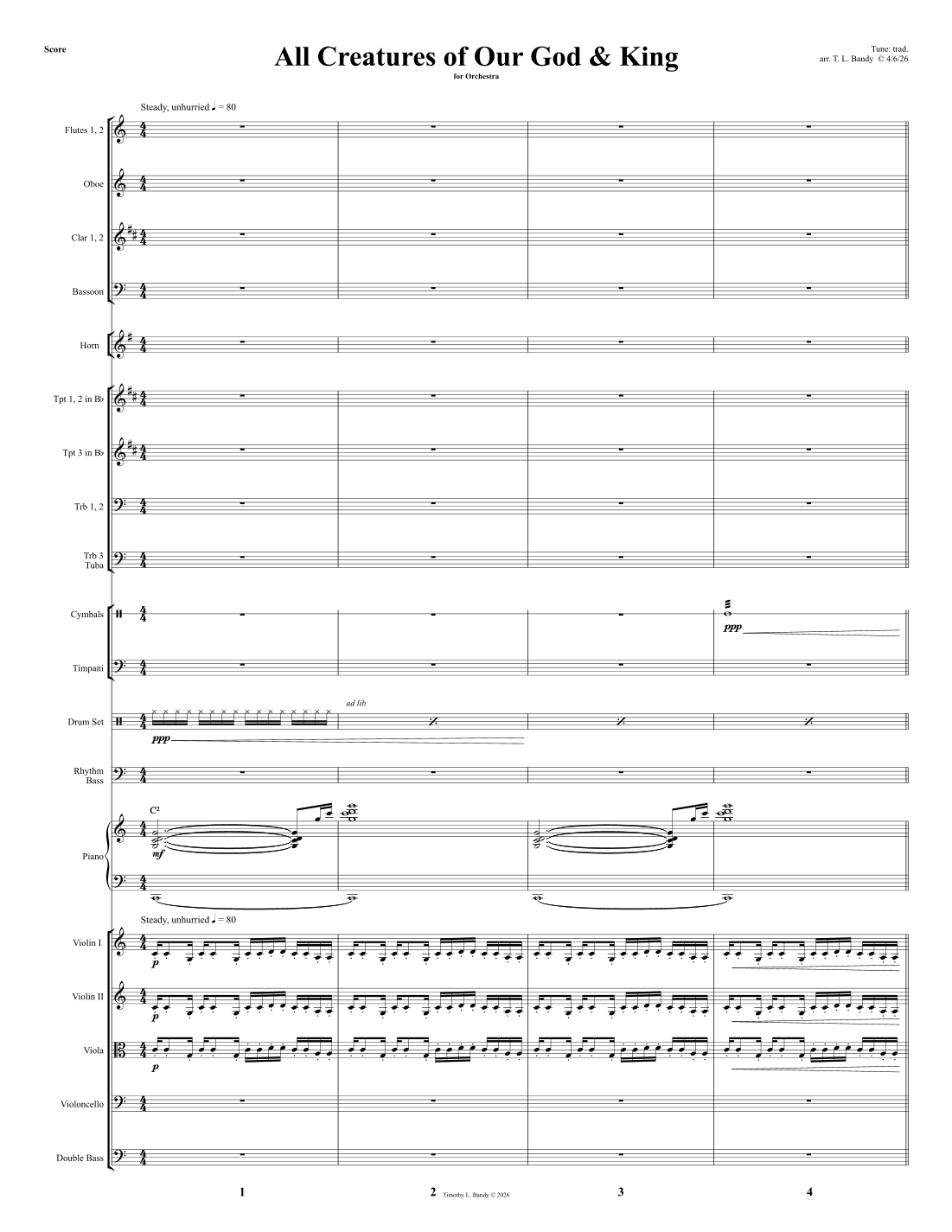 All Creatures of Our God & King (arr. Timothy Bandy) by Timothy Bandy 管弦乐团 - 预览