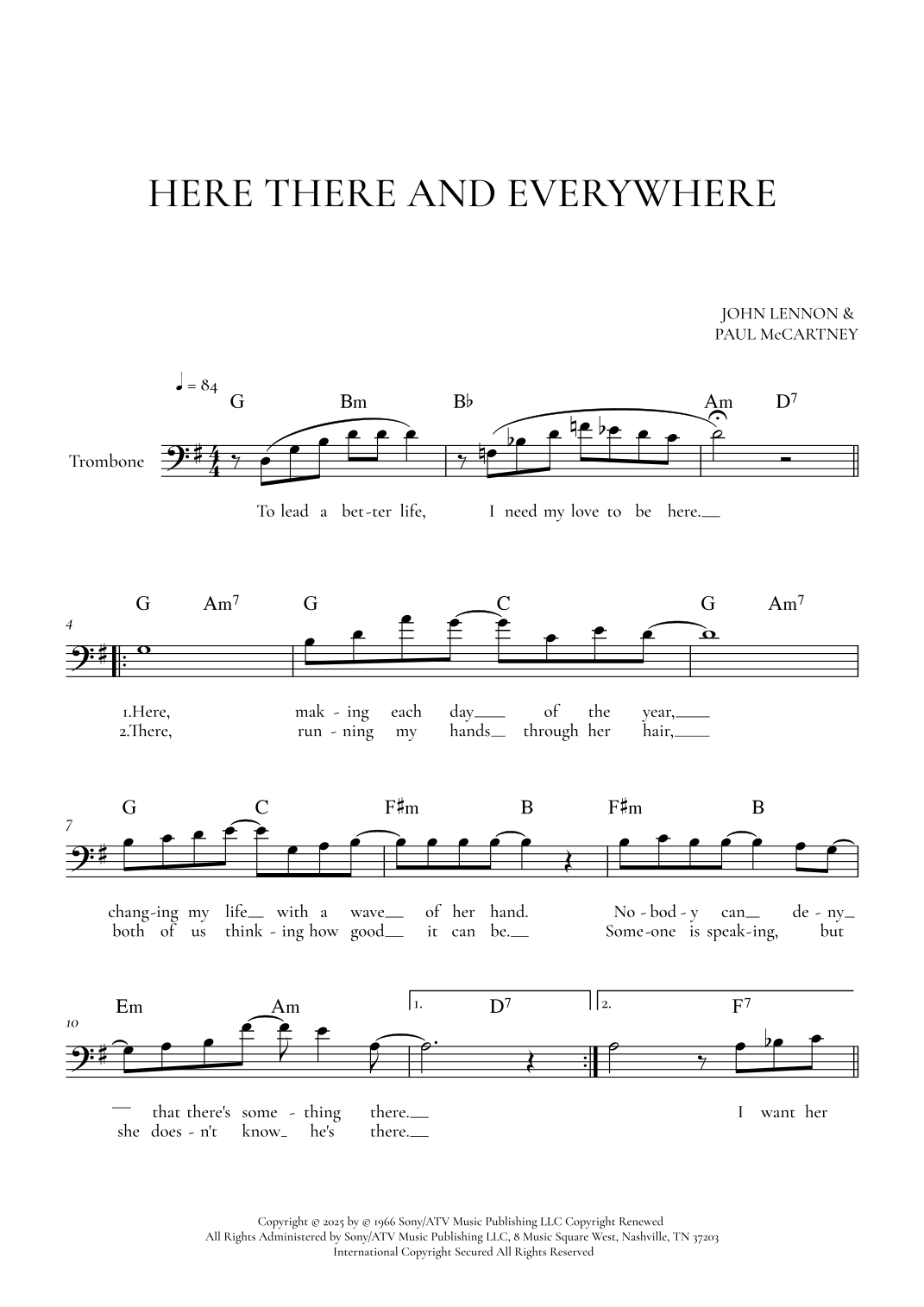 Here, There And Everywhere (arr. Phee) by The Beatles Sheet Music for ...