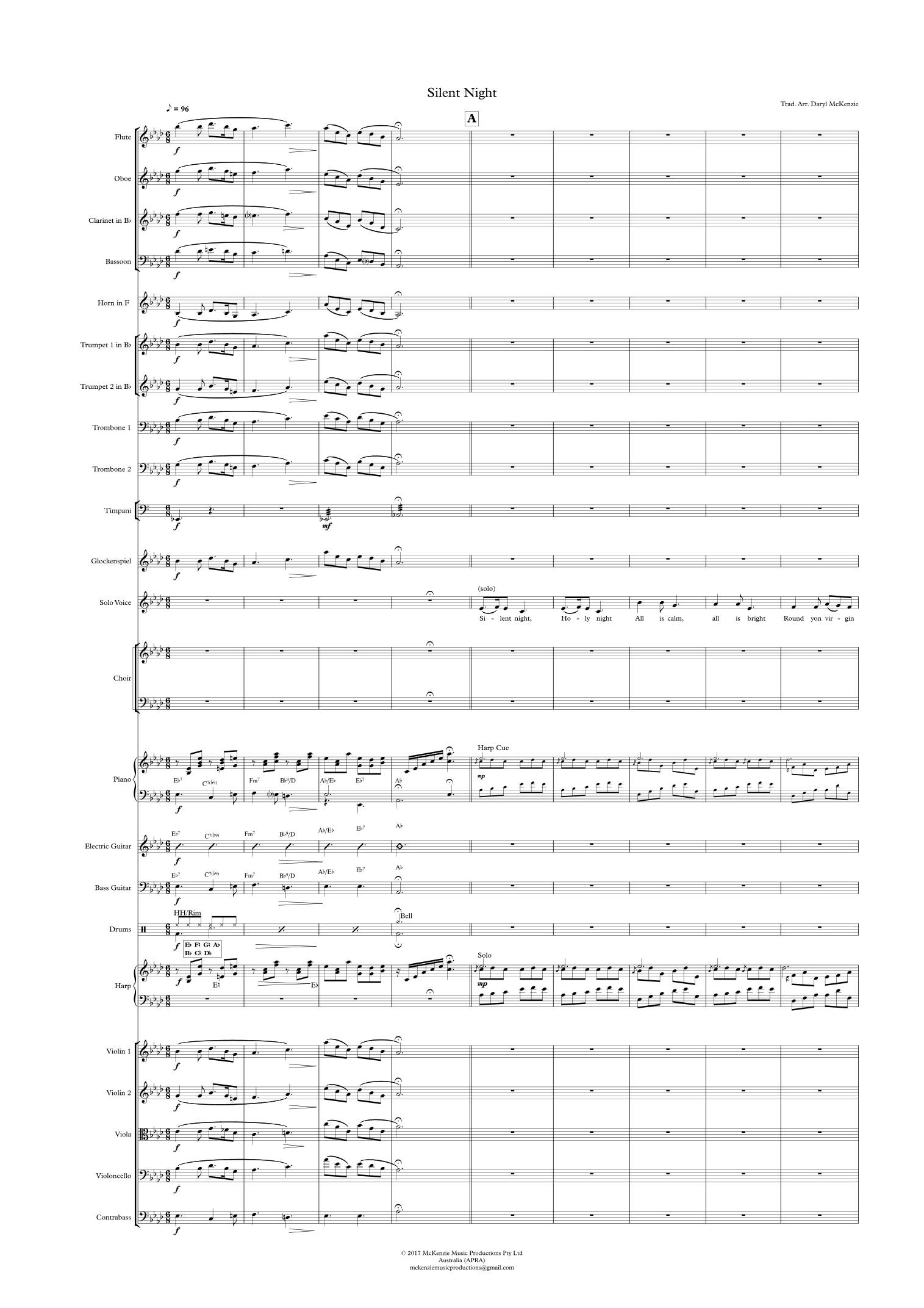 Silent Night (平安夜) 独唱与合唱及小型(录音室)管弦乐团 Ab调 (arr. Daryl McKenzie) - Traditional 管弦乐团全编制 - 预览